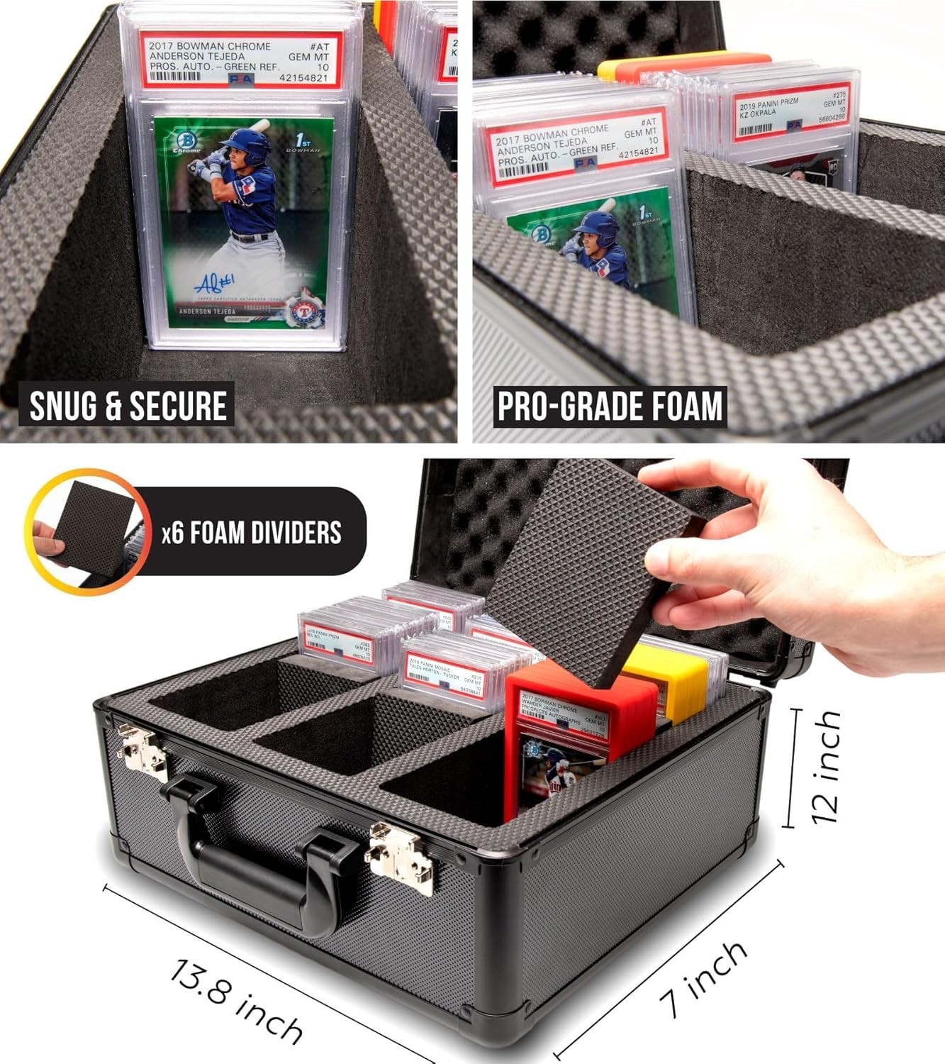 Impact-Resistant PSA Graded Card Case with TSA Approved Lock – 120+ Capacity