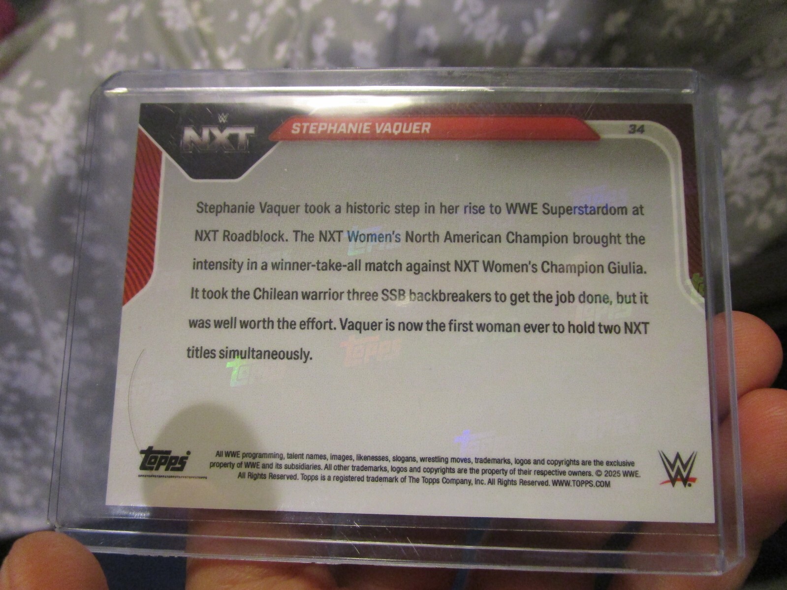 2025 WWE NXT TOPPS NOW STEPHANIE VAQUER BLACK PARALLEL #3/10 – READ