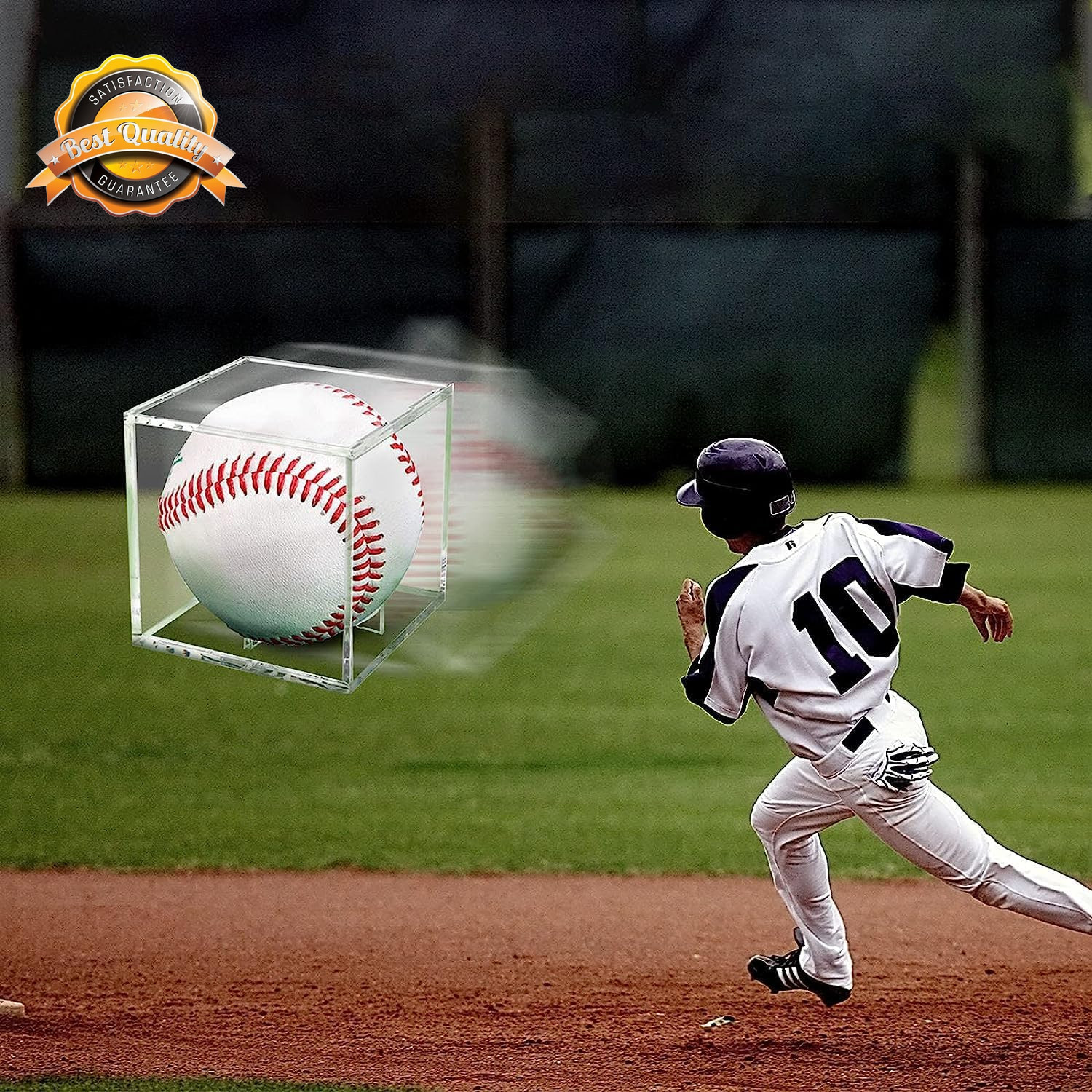 Baseball Display Case UV Protected Acrylic Clear Holder Cube