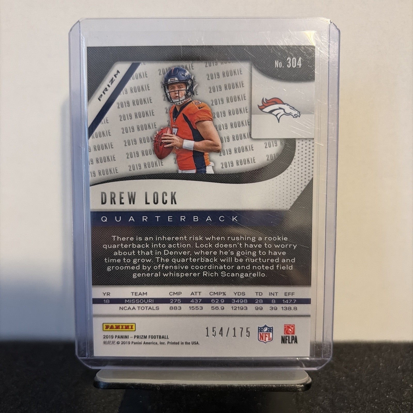2019 Panini Prizm – Rookies Drew Lock #304 Hyper Prizm /175 (RC) Giants