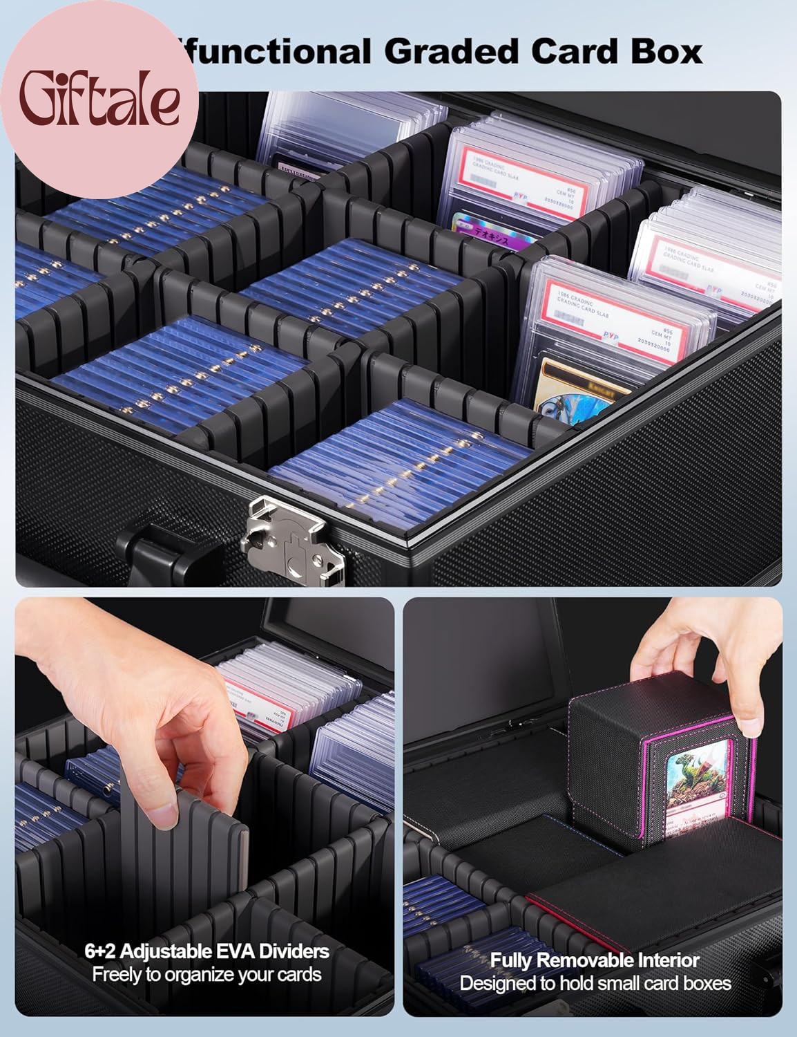 Graded Card Storage Box for PSA with TSA Lock, Aluminum Alloy Trading Card Case