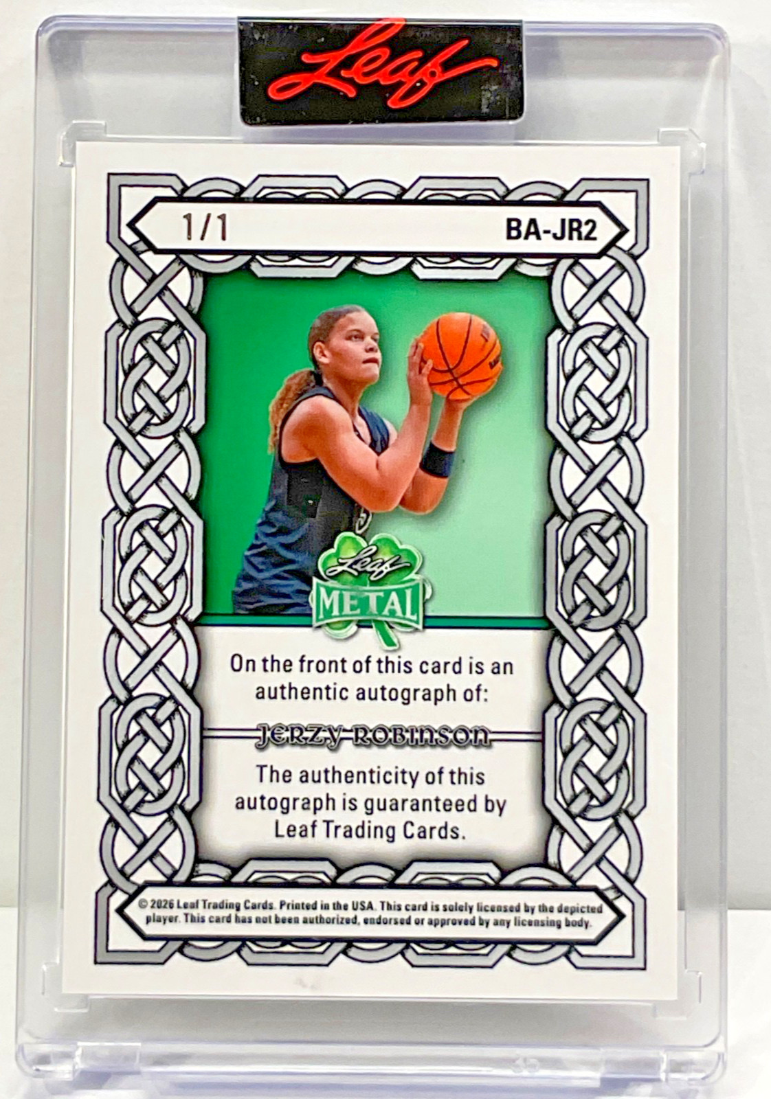 2026 LEAF METAL ST PATRICKS DAY JERZY ROBINSON AUTO #1/1 GREEN SIERRA CANYON