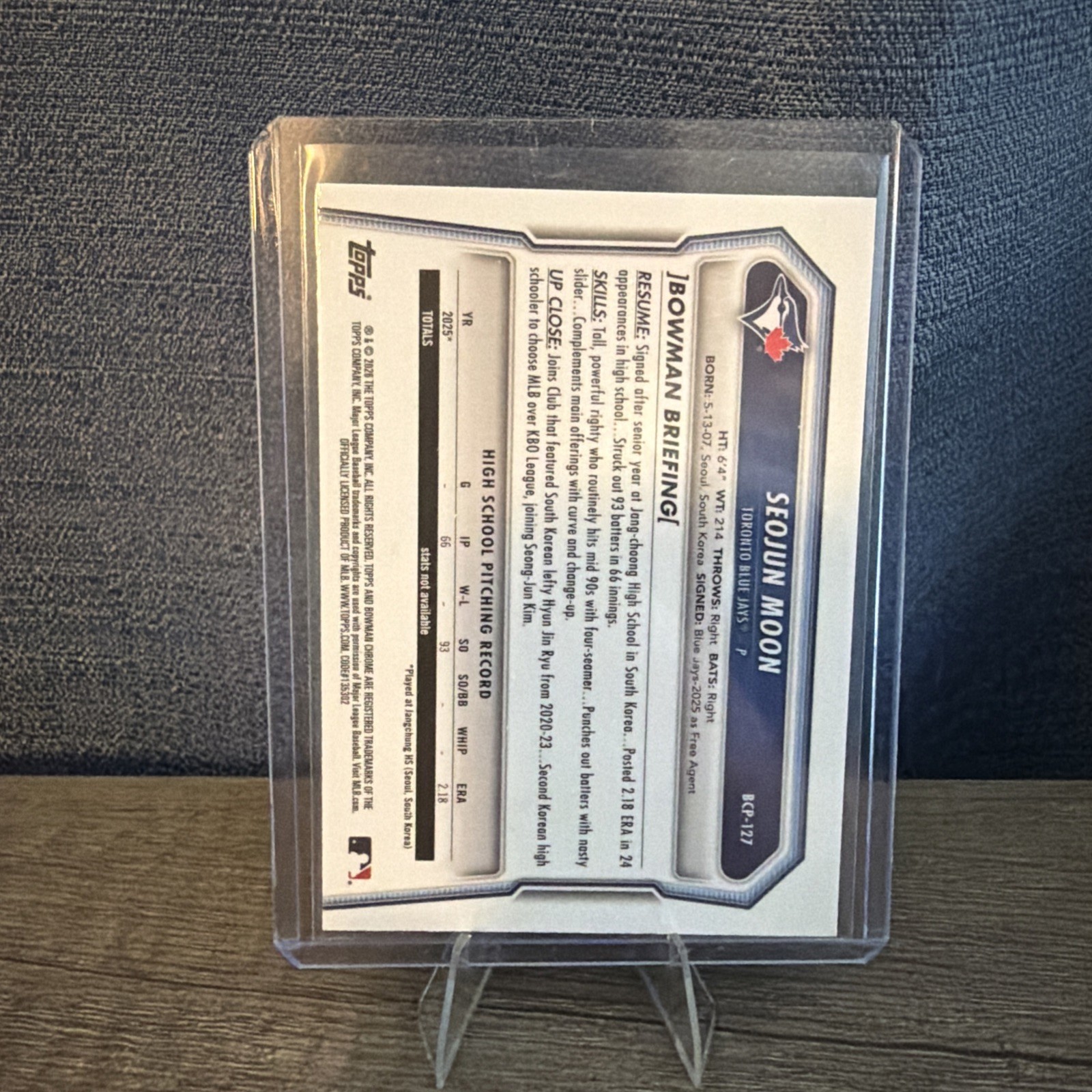2026 Bowman #BCP-127 Seojun Moon 1st Prospect Lava /399 BJDS