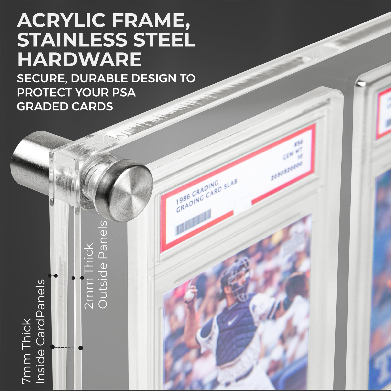 Acrylic Card Display Case for 4 PSA/CGC Slabs – Wall/Tabletop Sports Frame – Dur
