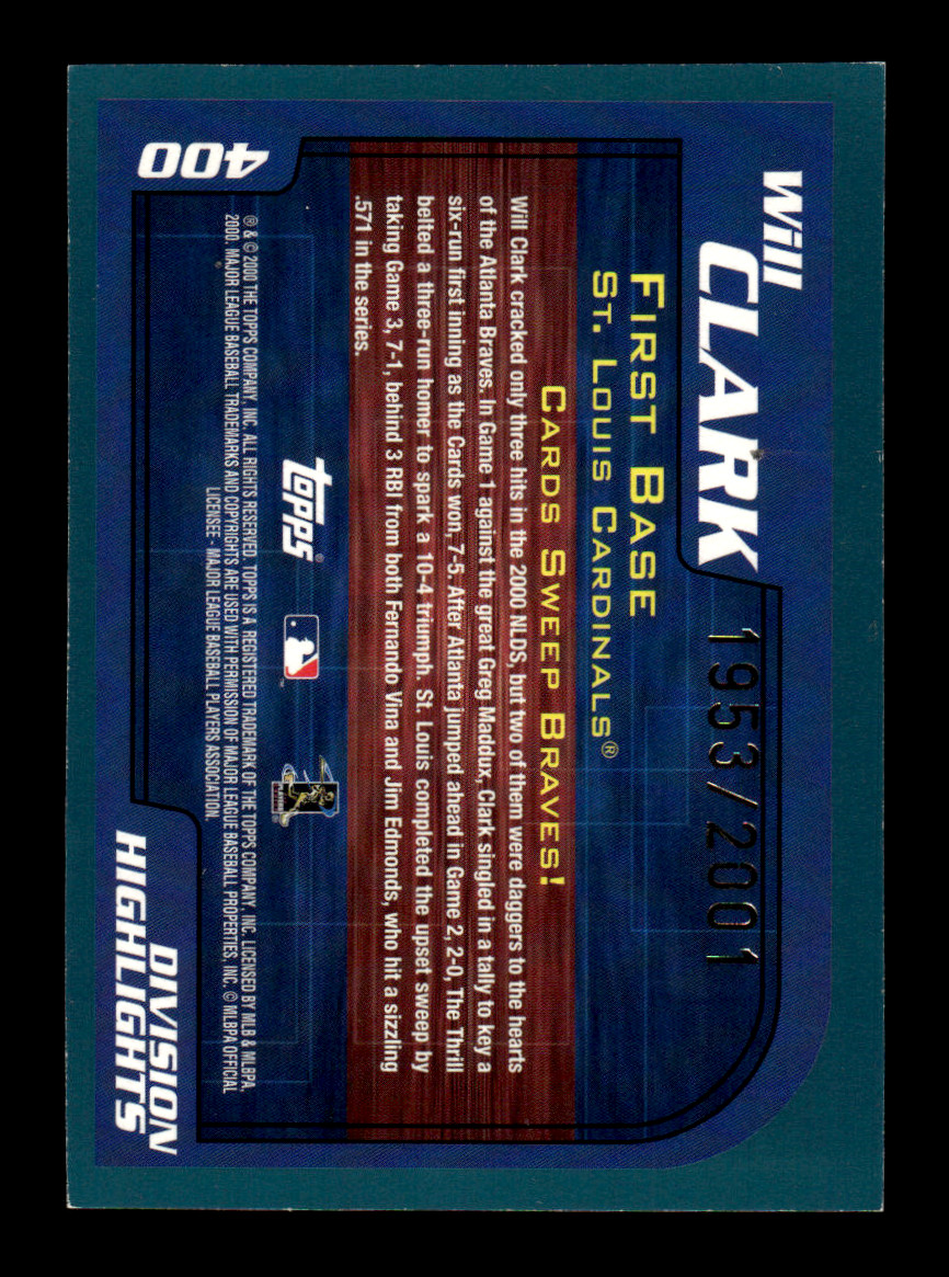 2001 Topps Series 1 #400 NLDS Highlights Will Clark Gold /2001