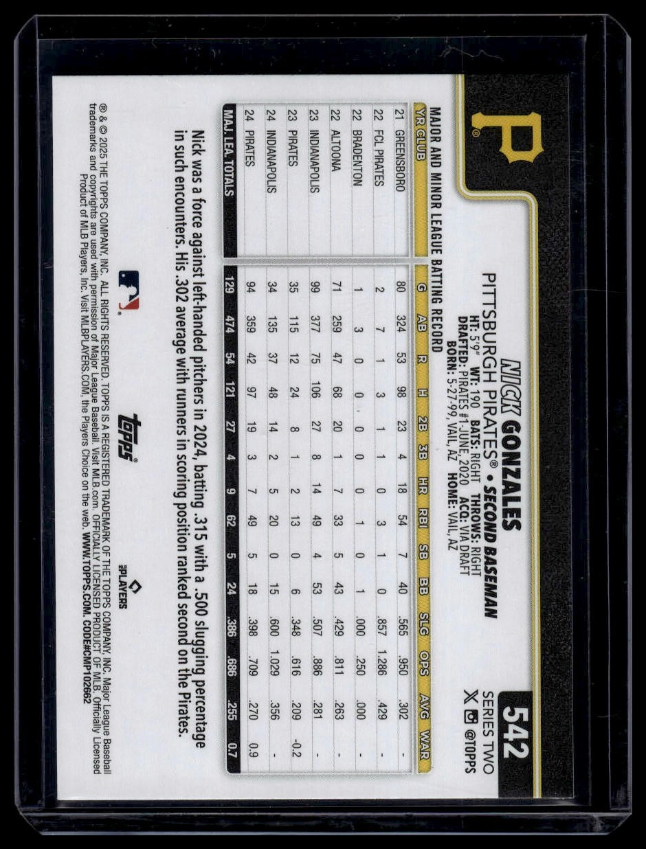 2025 Topps #542 Nick Gonzales Topps Foil Pattern