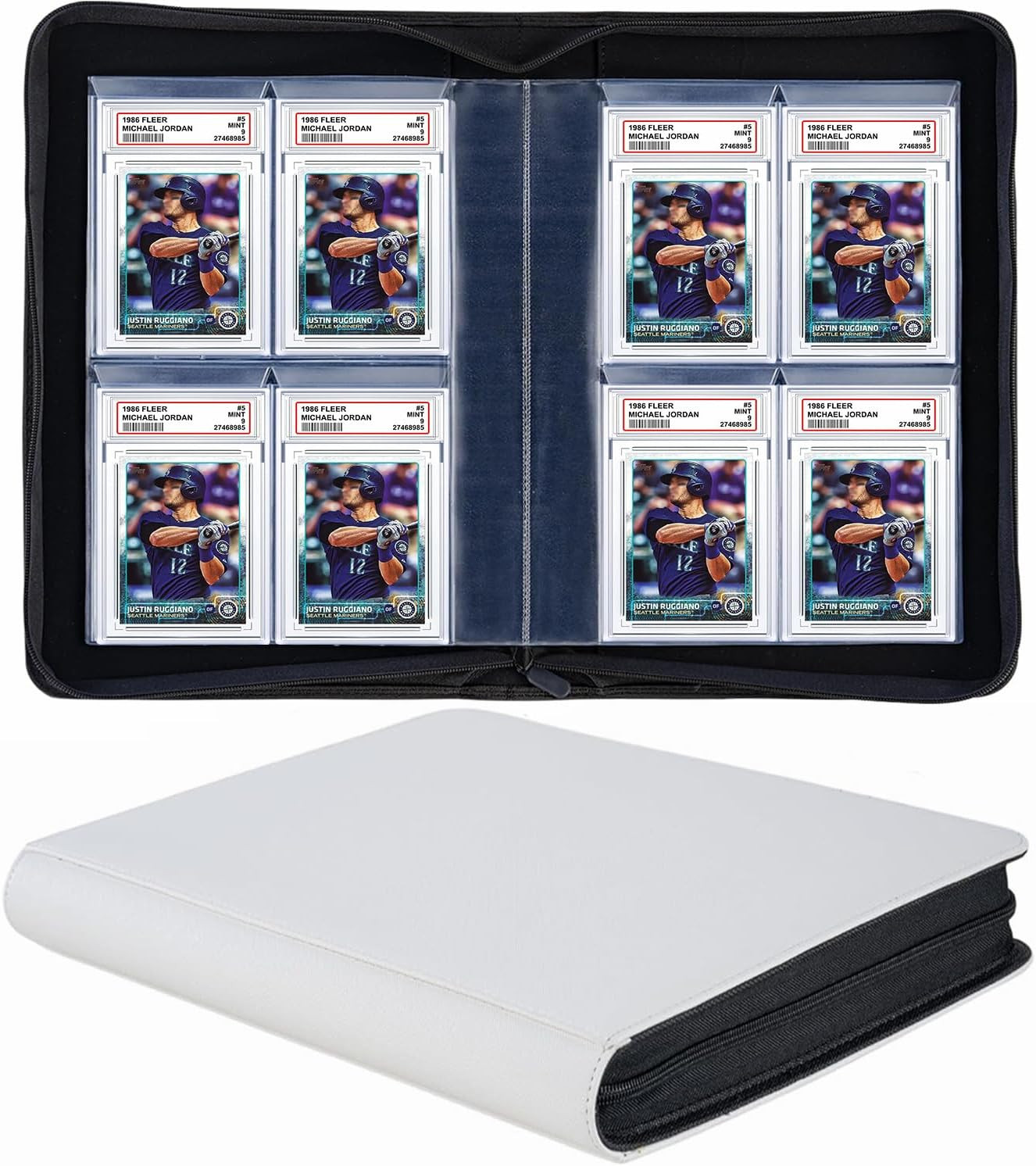 40 Pockets Graded Card Binder, Toploading PSA Slab Holder Album, PU Leather Grad