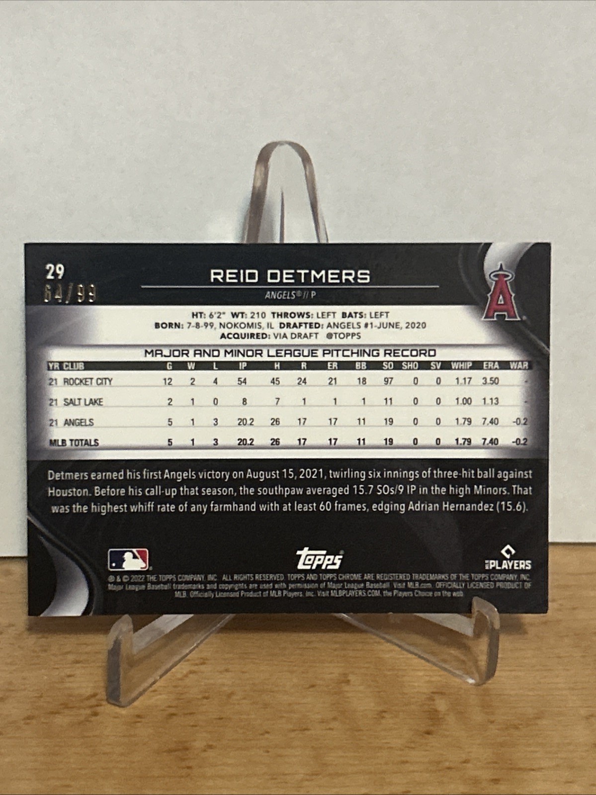 2022 Topps Chrome Black – Reid Detmers #29 Green Atomic Refractor /99 (RC)