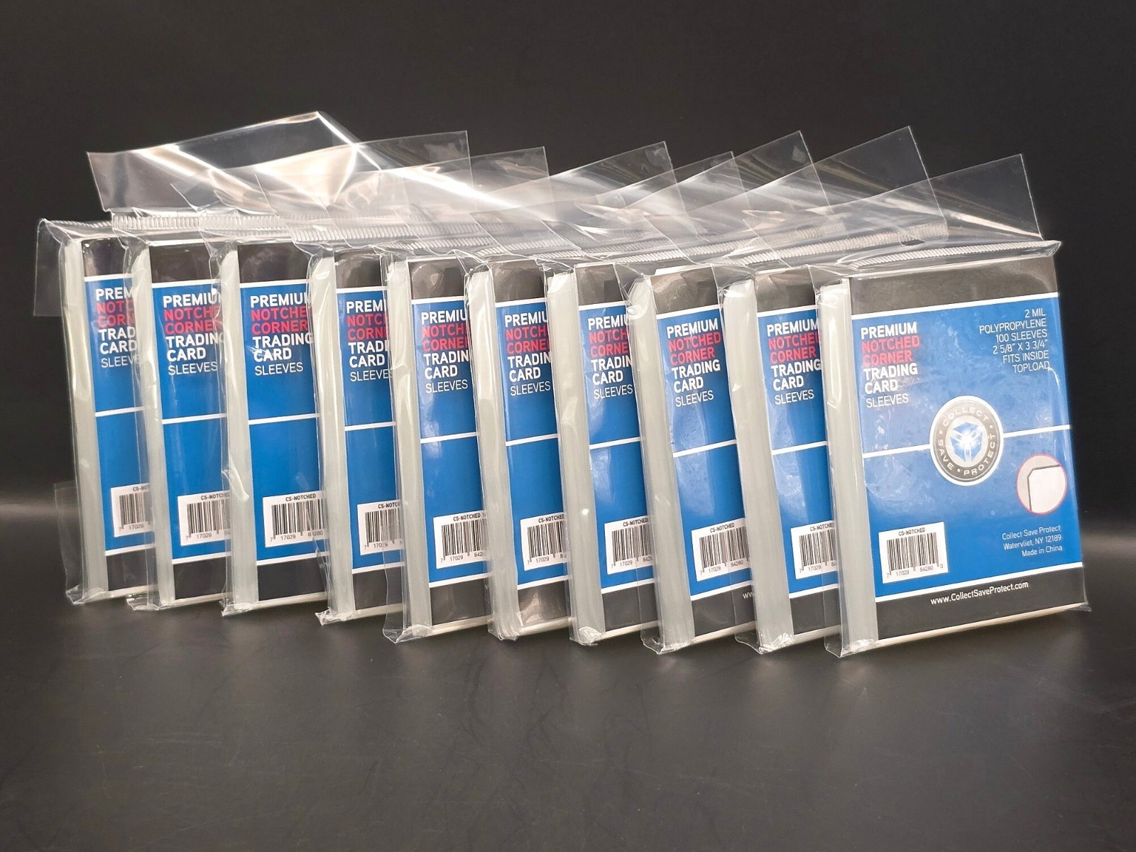1000 CSP Premium Notched Corner Trading Card Penny Sleeves 10 Packs of 100