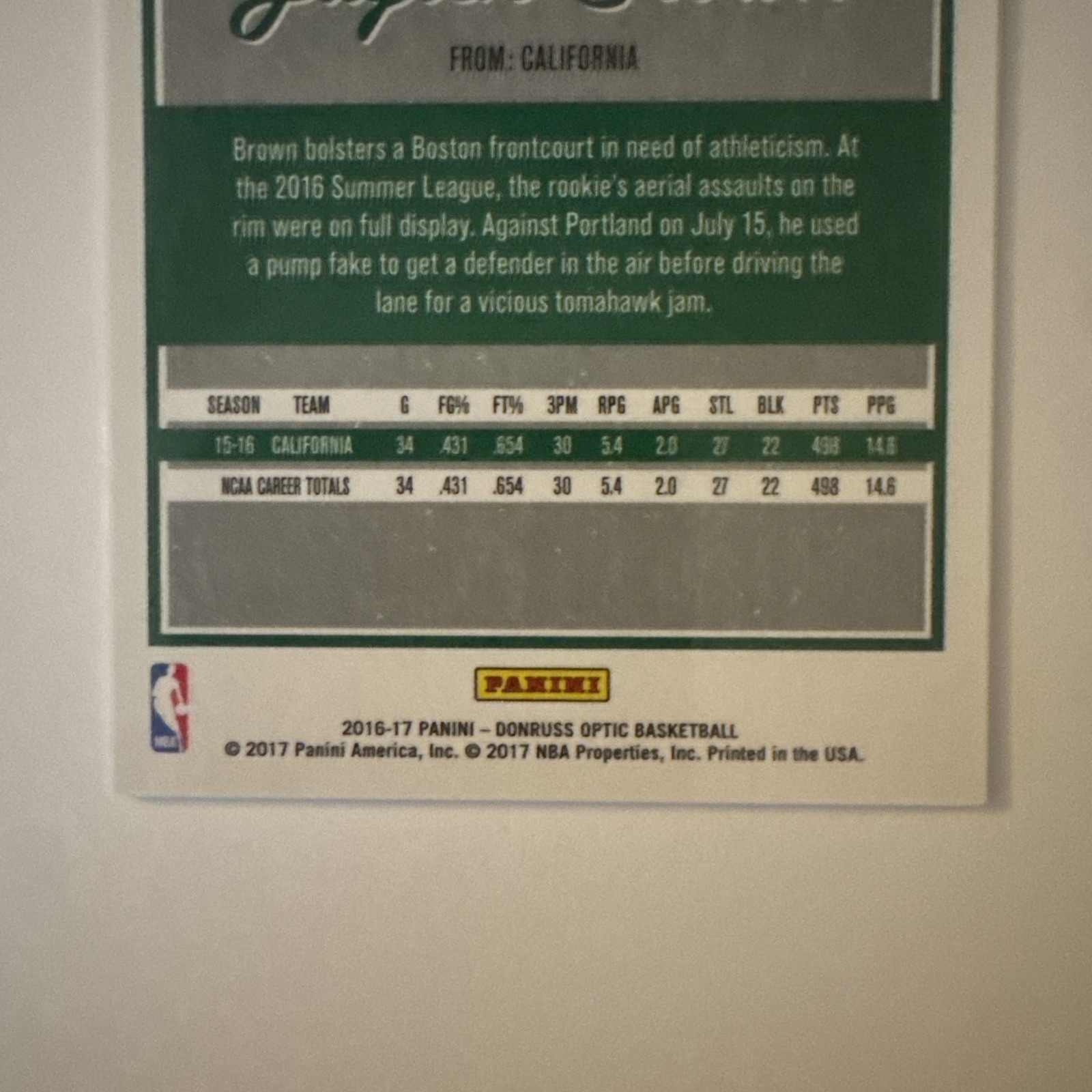 2016-17 Panini Donruss Optic – Jaylen Brown #153 (RC)