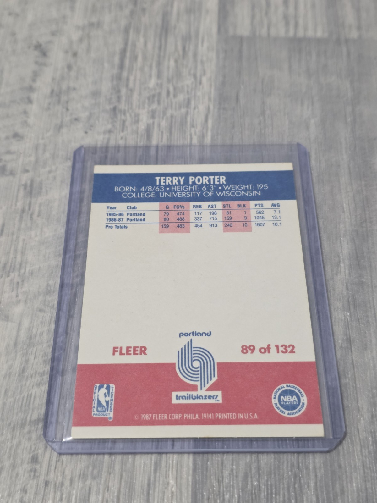 1987-88 Fleer Terry Porter #89 Portland Blazers RC – C628