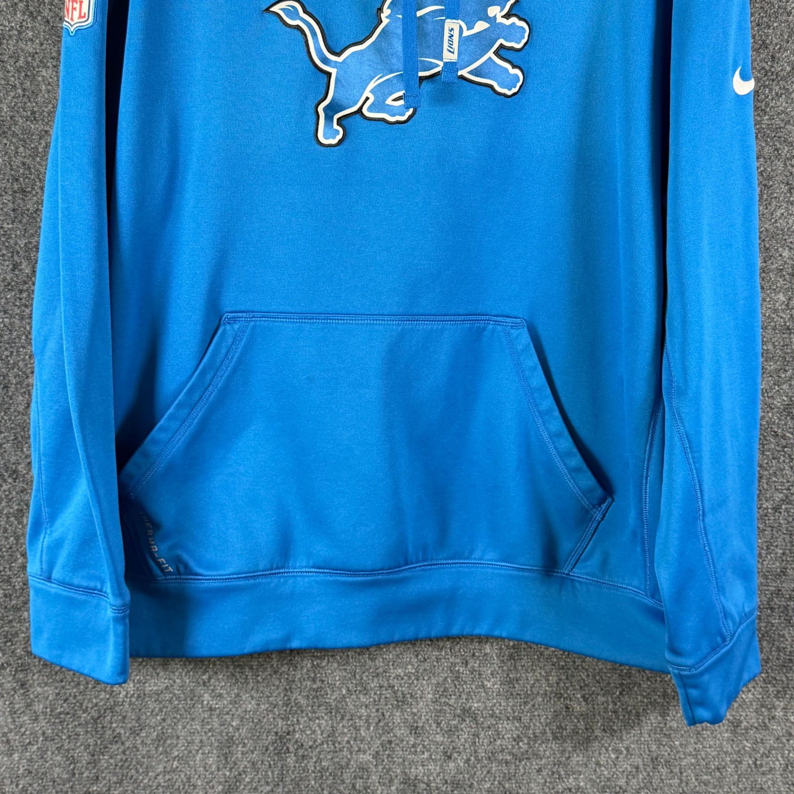 Detroit Lions Nike Therma-Fit NFL On Field LS Hooded Sweatshirt Blue Men’s XL