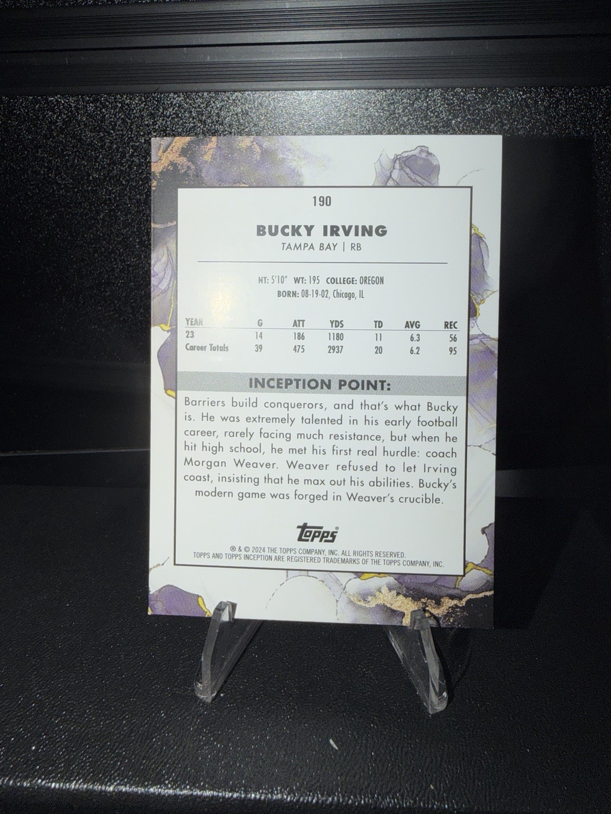 2024 Topps Inception – Bucky Irving #190 Magenta /99 (RC)