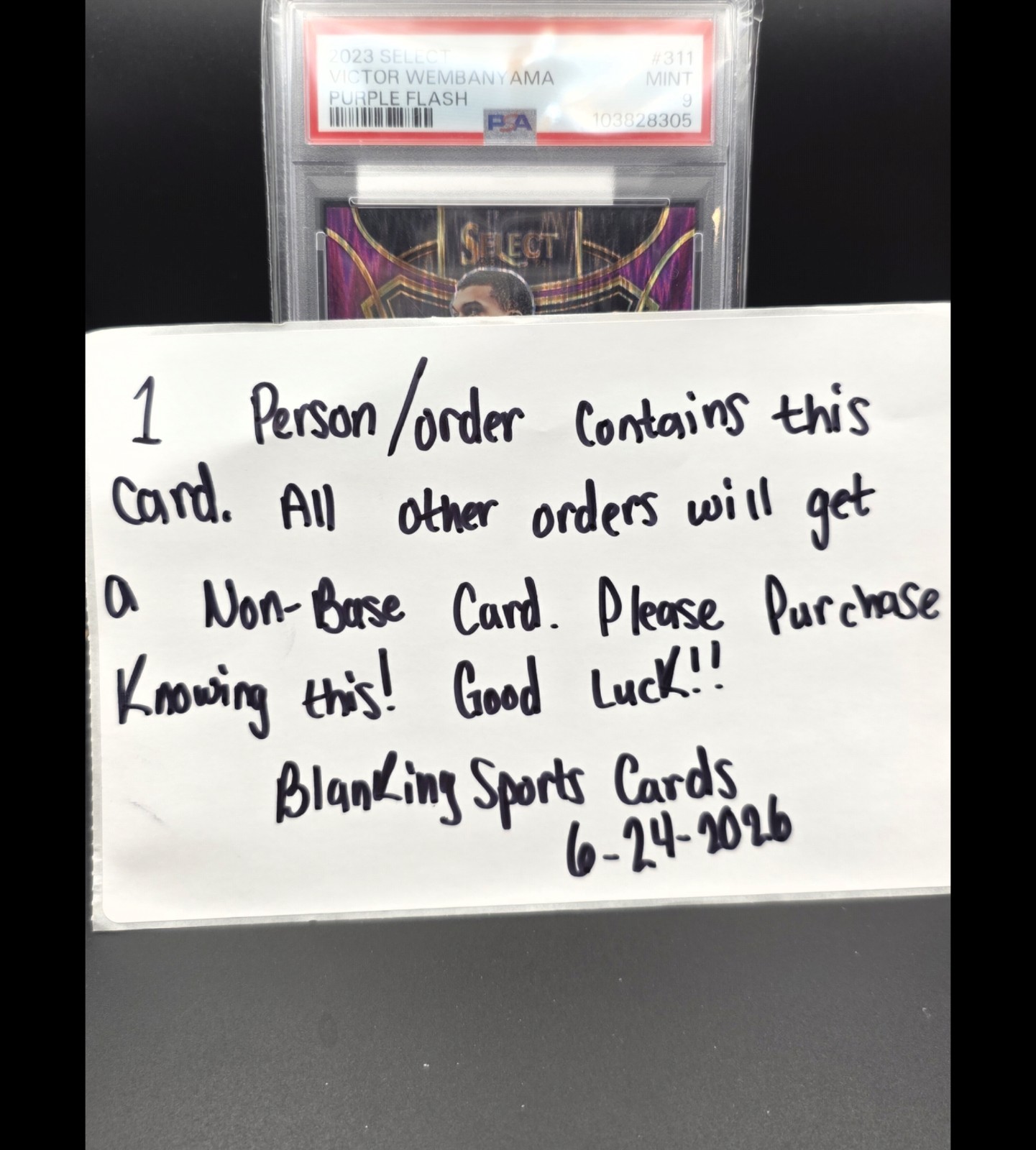 Chase *READ* 2023 Panini Select Victor Wembanyama Purple Flash /175 PSA 9