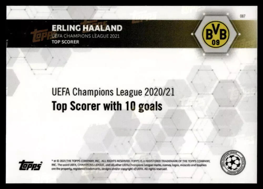 2020-21 Topps Now UEFA UCL #87 Erling Haaland Borussia Dortmund x2