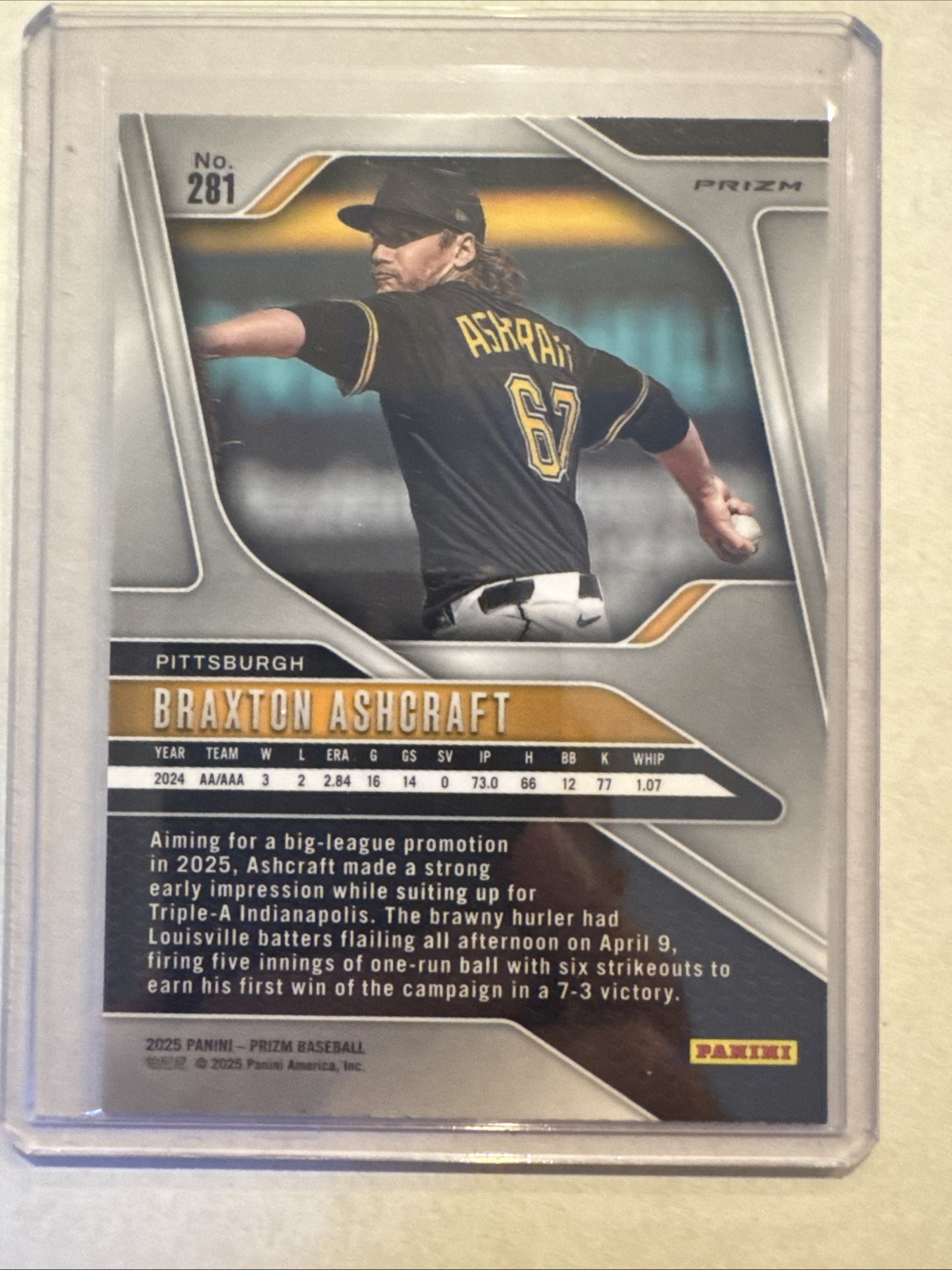 2025 Panini Prizm – Braxton Ashcraft, Braxton Ashcraft #281 Ruby Wave Prizm (RC)