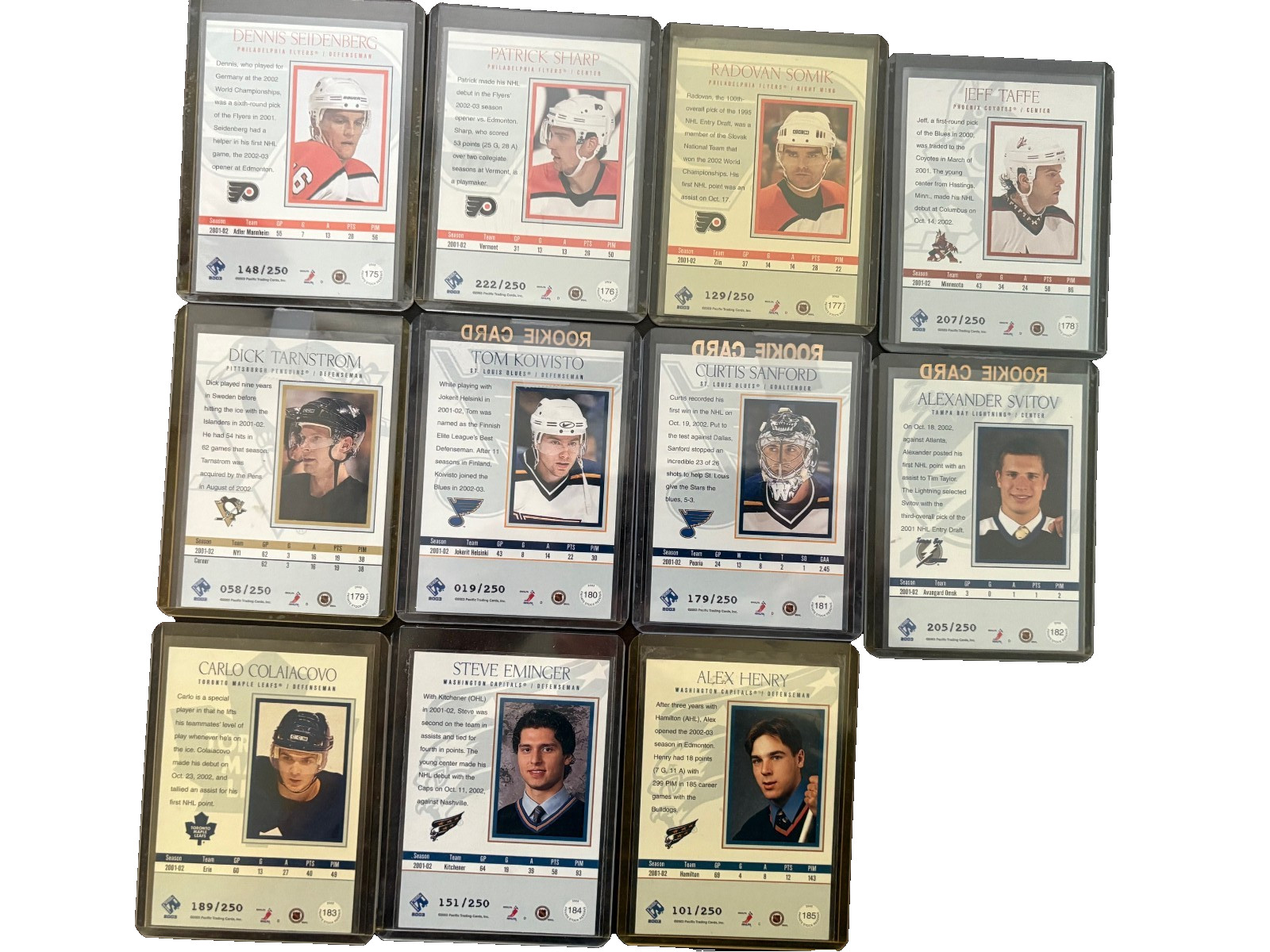 2002 Pacific Private Stock Complete Set of Hockey Rookies 151-185 See Below