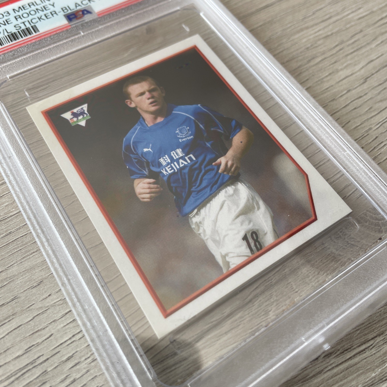 2003 Merlin Premier League #296 Wayne Rooney Rookie Sticker Black Back Rare PSA