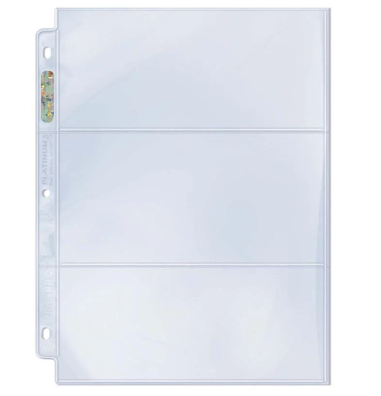 25 Ultra Pro 3-Pocket Platinum 3.5×7.5 Pages Sheet Ticket Currency Coupon 3-Ring