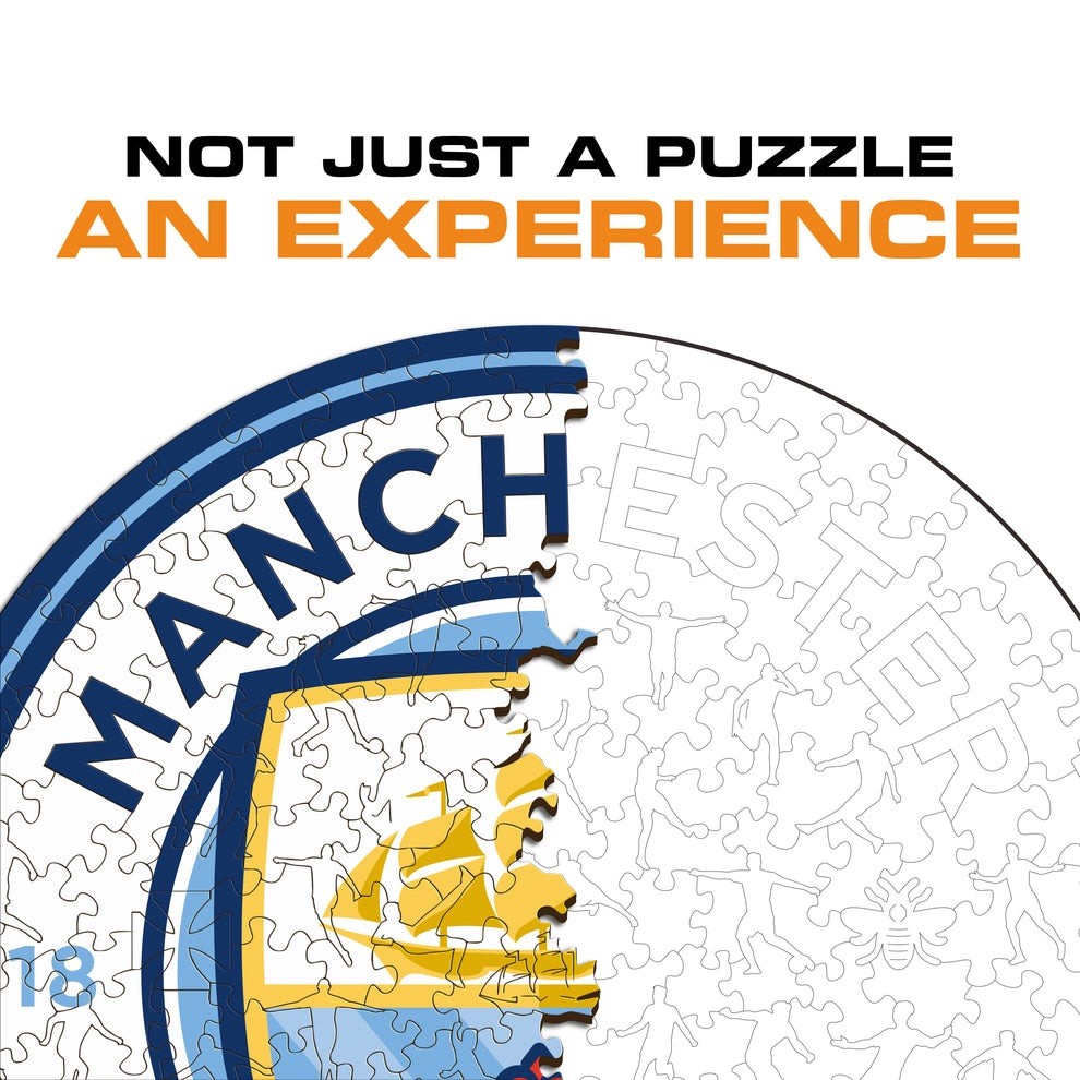 Official MAN CITY Football Club LARGE Crest Wooden Puzzle – New & Sealed 500 pcs