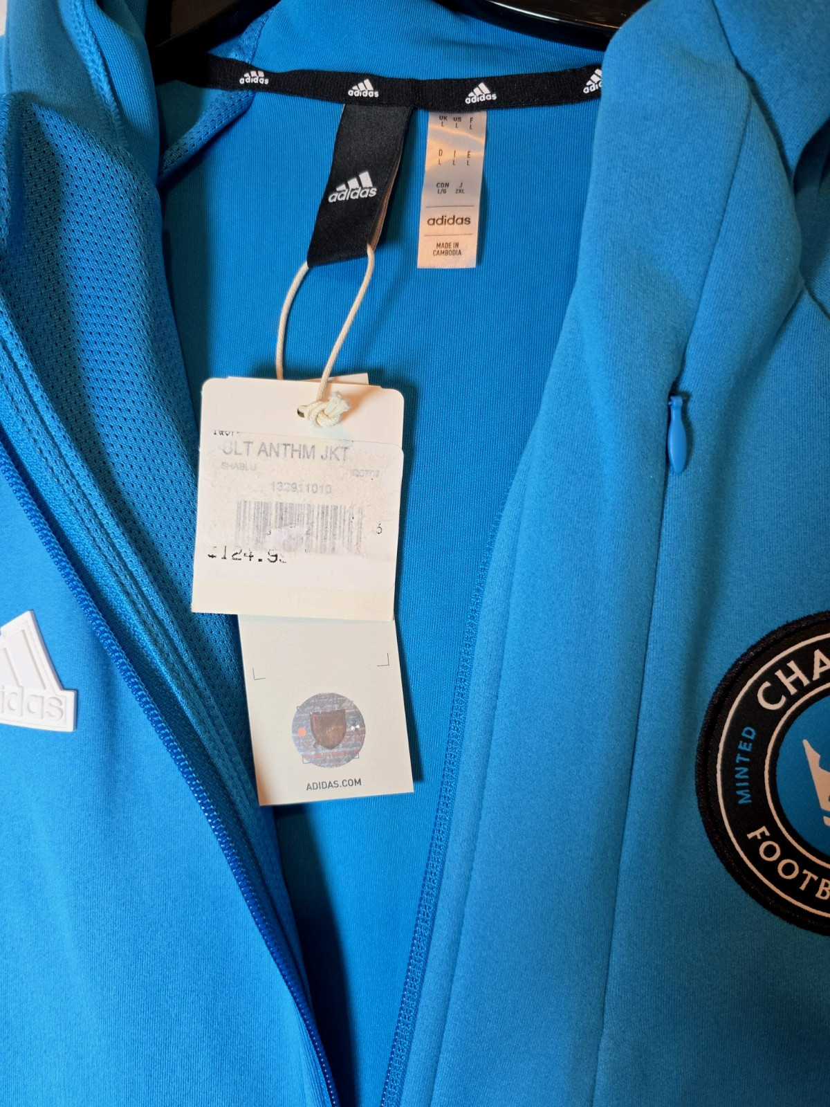 NEW Charlotte FC adidas 2024 Anthem Travel Raglan Sleeve Full-Zip Jacket Large