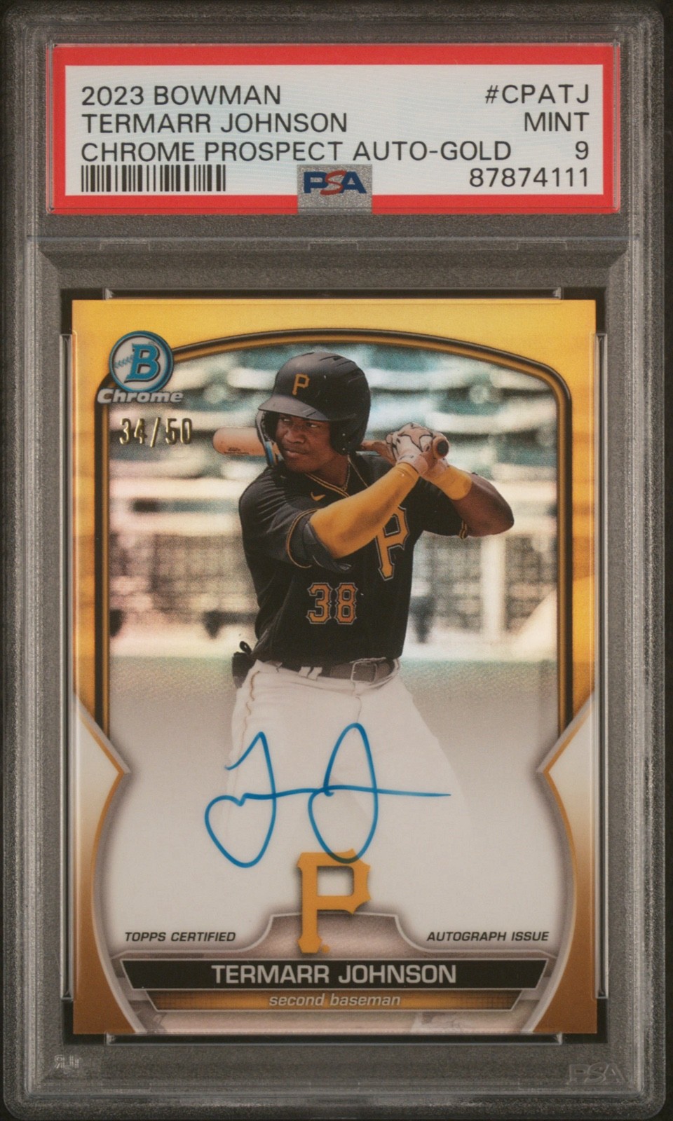 2023 Bowman – Chrome Prospect Autographs Termarr Johnson #CPA-TJ Gold Refractor