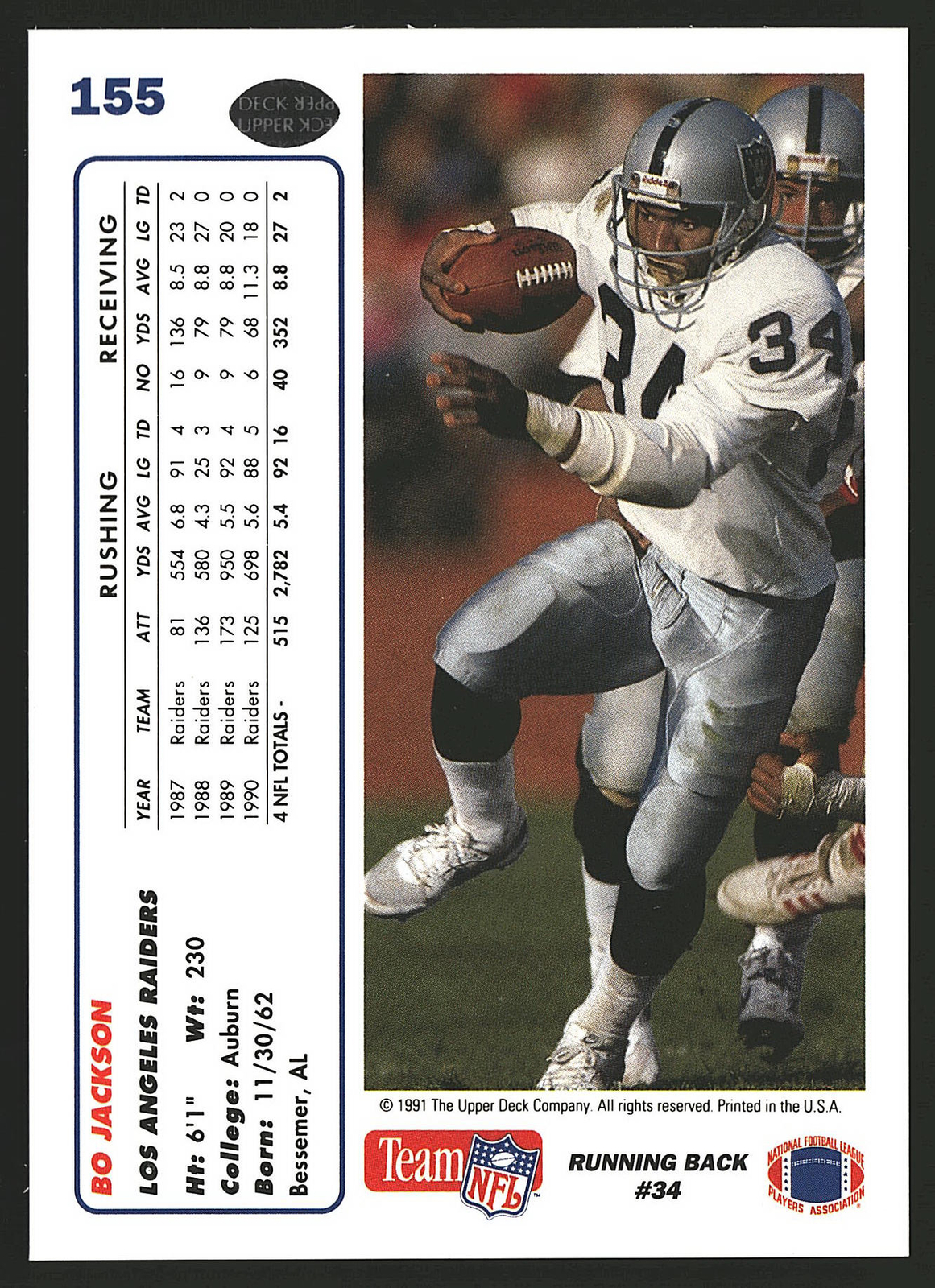 1991 Upper Deck #155 Bo Jackson