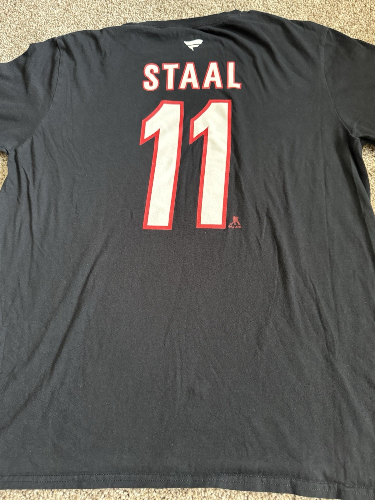 NHL Carolina Hurricanes Jordan Staal #11 T Shirt Fanatics Black Size Large