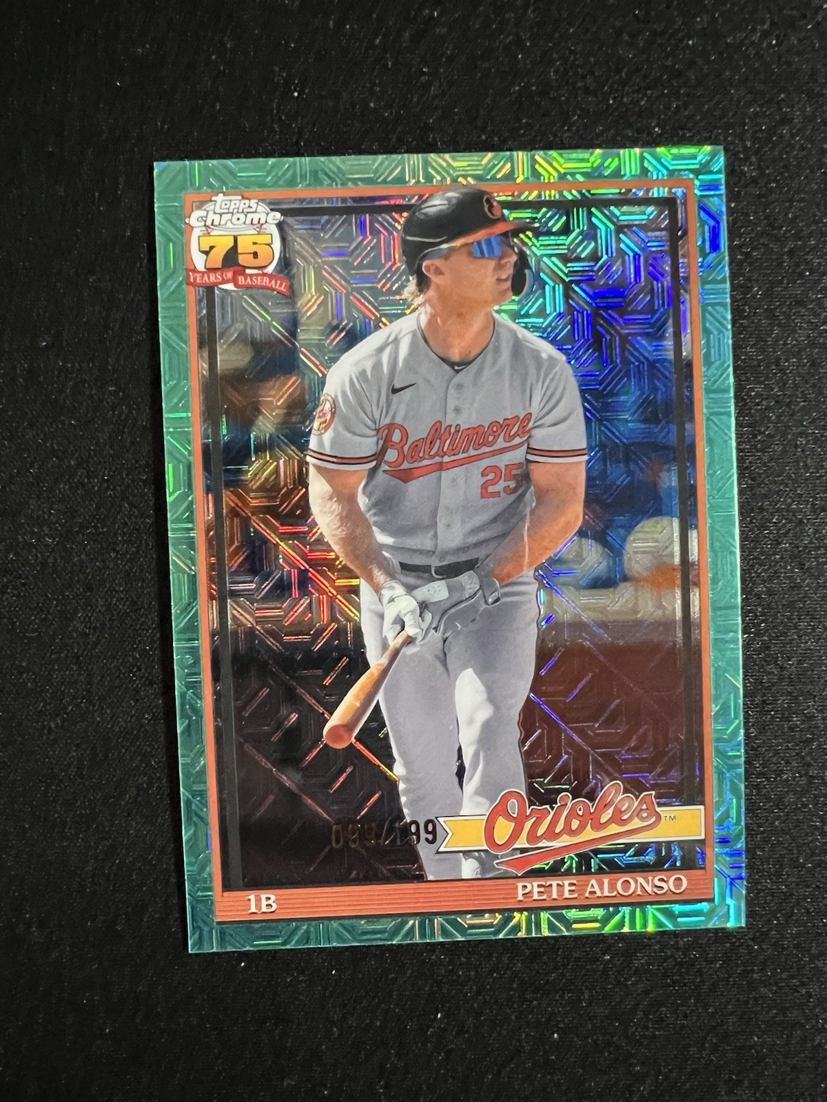 2026 Topps Pete Alonso 1991 Chrome Silver Pack Aqua Mojo Refractor #/199