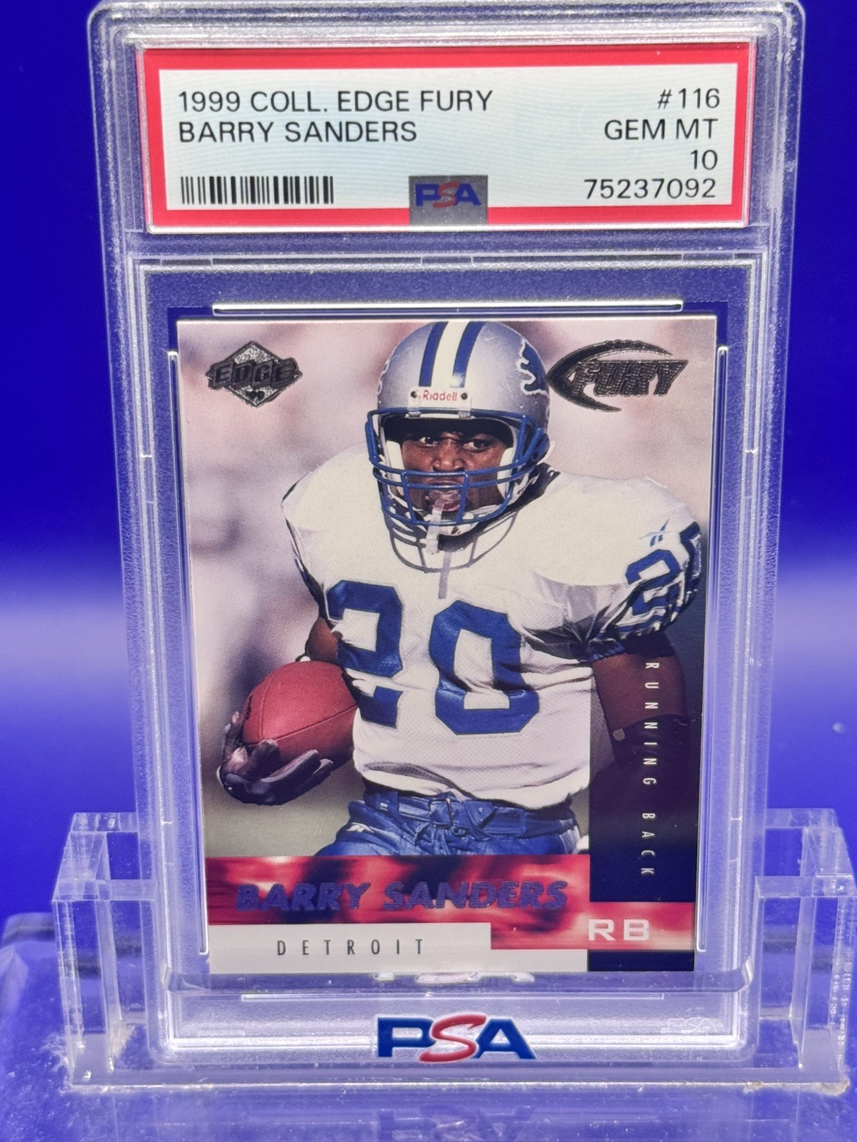 1999 BARRY SANDERS PSA 10 COLLECTOR’S EDGE FURY #116 Perfect Card 🔥🔥