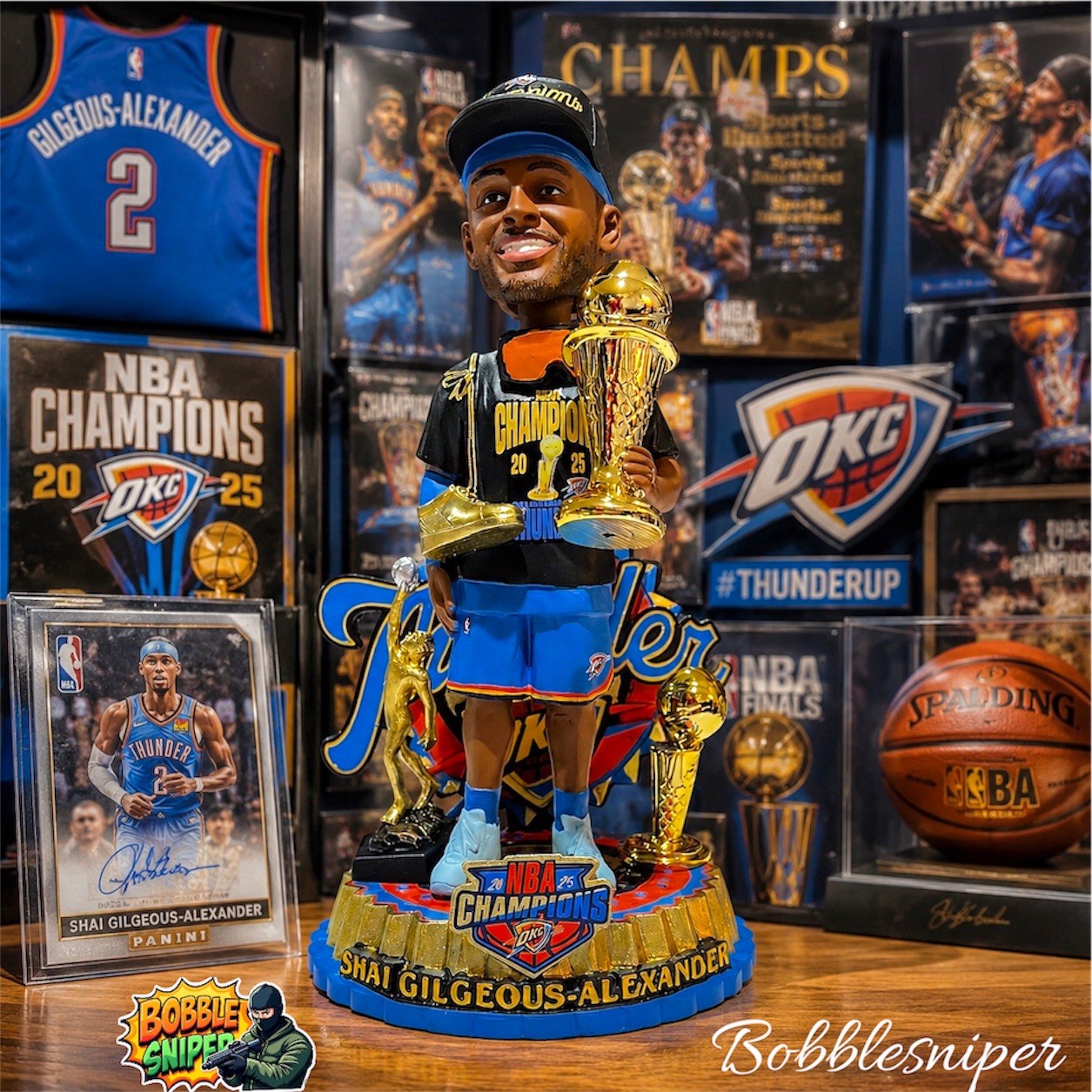 SHAI GILGEOUS-ALEXANDER Oklahoma City Thunder 2025 Triple Trophy NBA Bobblehead