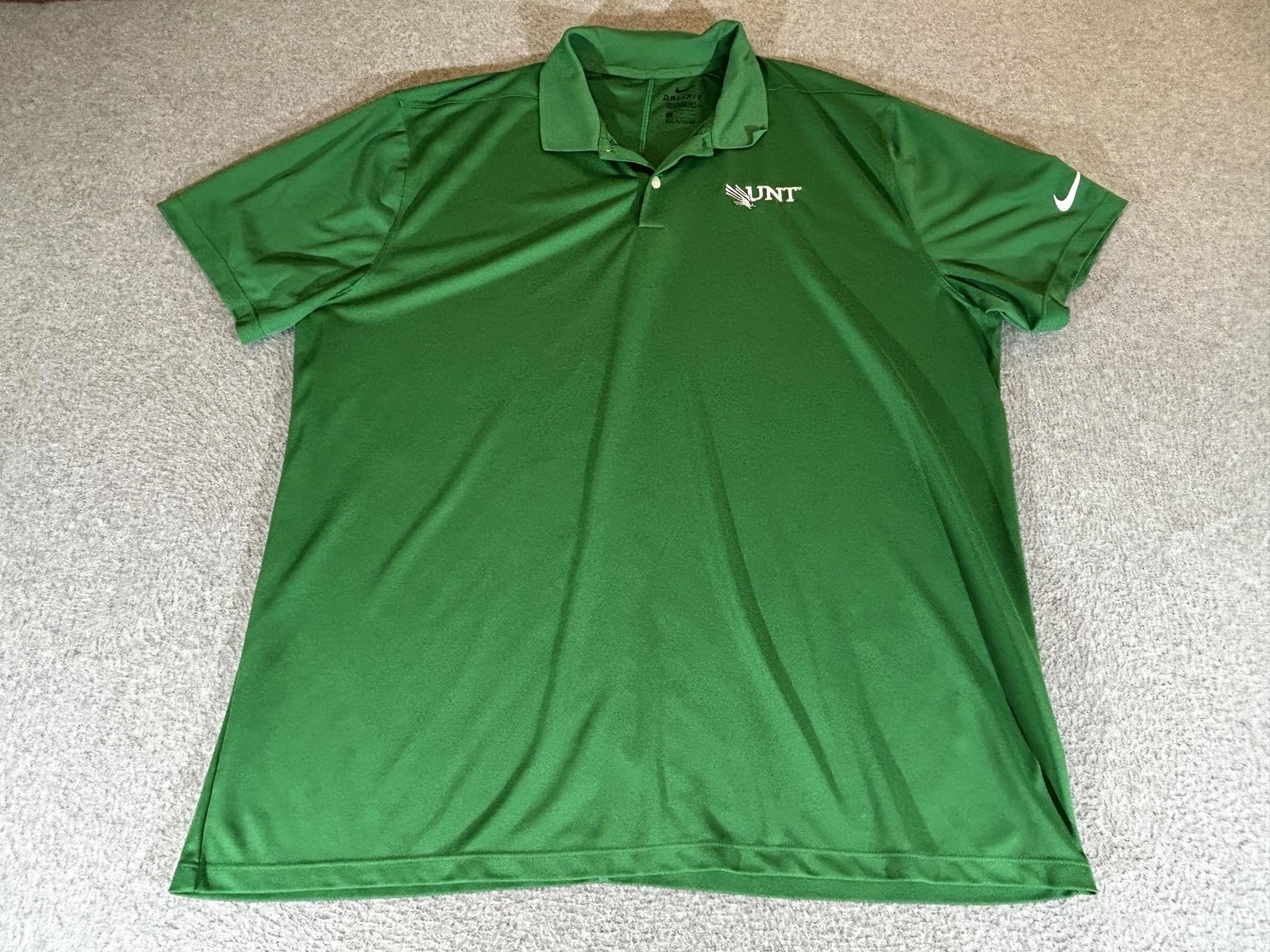North Texas Polo Shirt Mens XL Green Nike Dri Fit Performance Stretch Mean Green