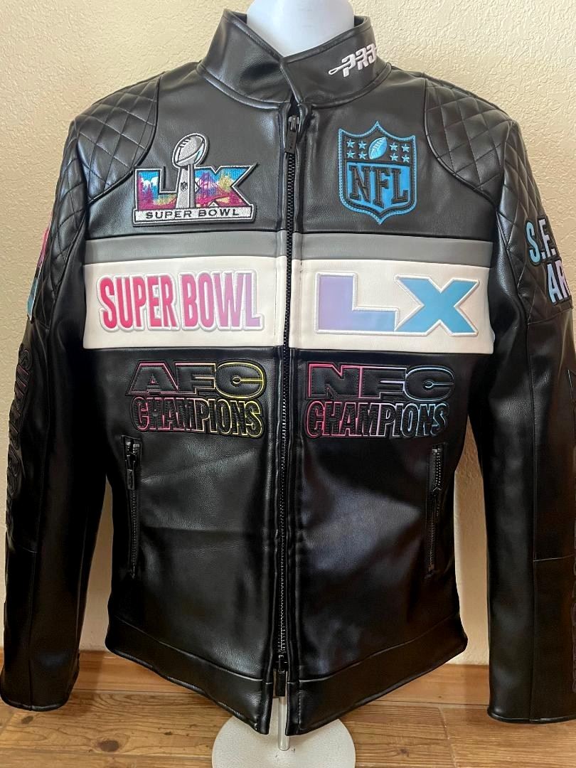 2026 NFL Super Bowl LX San Francisco Moto Leather Jacket by Pro Standard Size M