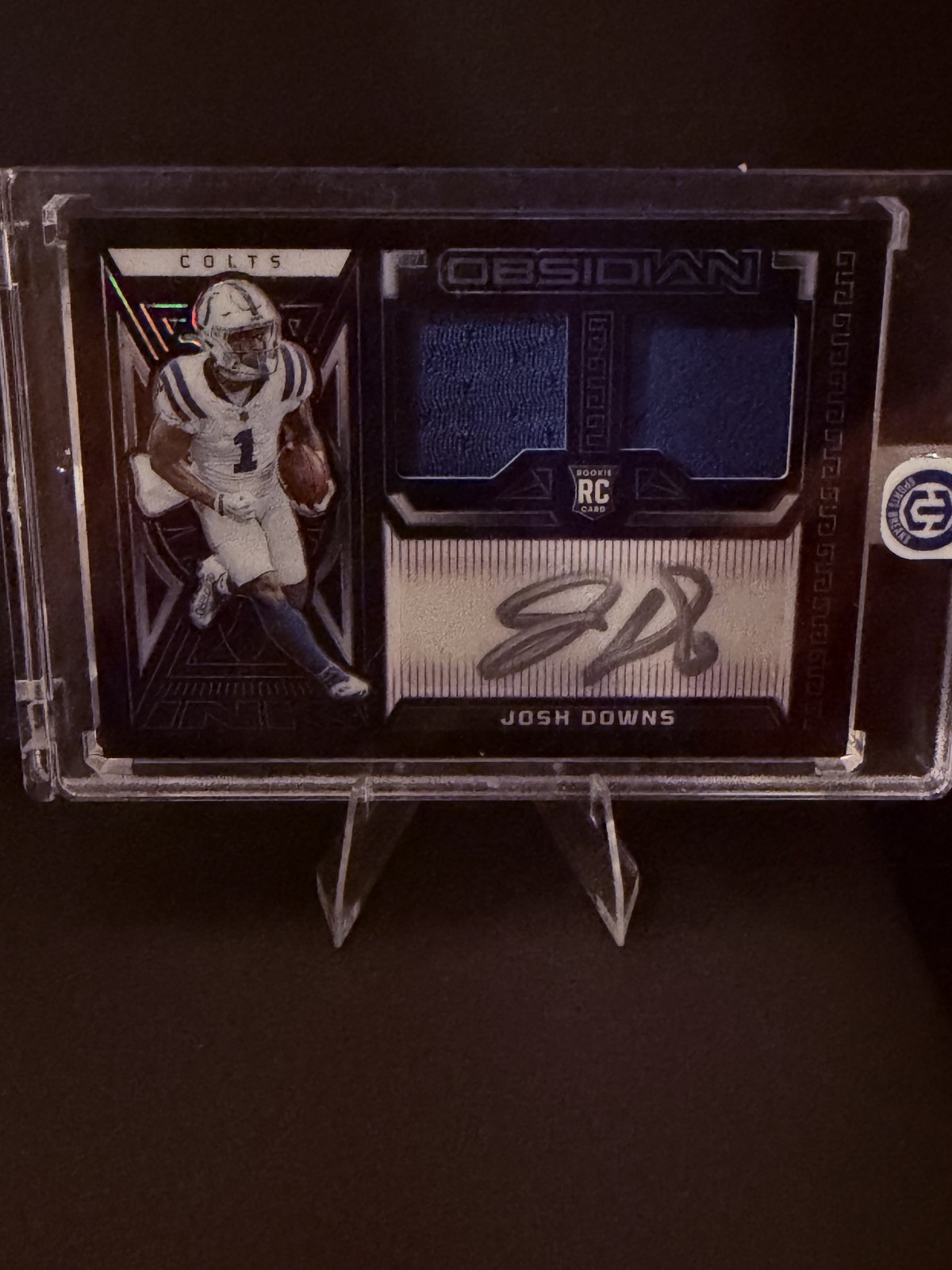 2023 Panini Obsidian Josh Downs Sticker SN RC MEM Insert AU #RJI-JDO Football #R