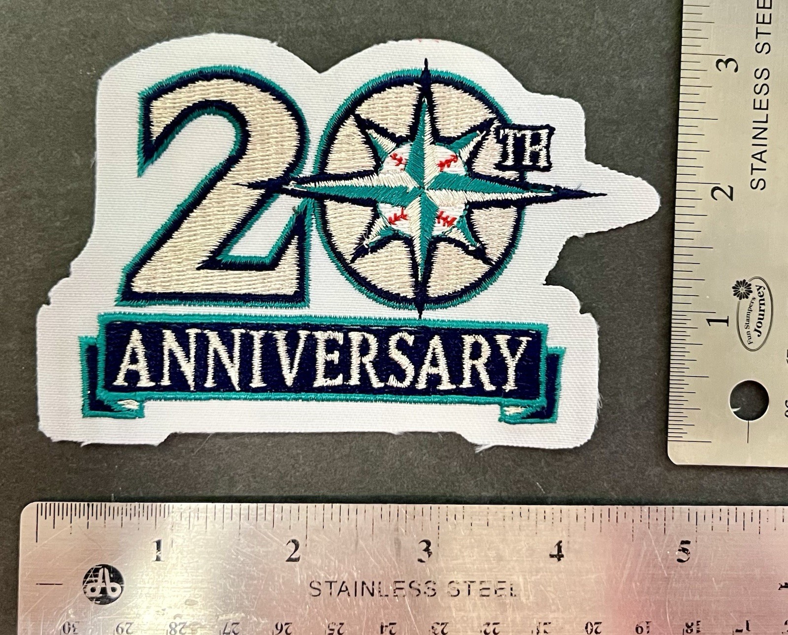 SEATTLE MARINER’S 20th ANNIVERSARY AUTHENTIC MLB SLEEVE PATCH 4 1/2″ X 3″