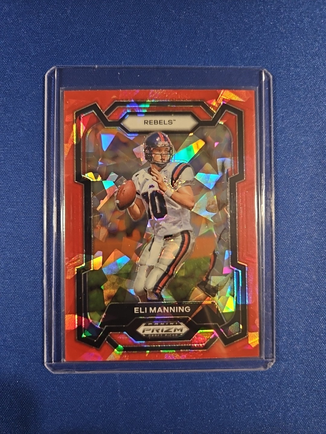 2024 Panini Prizm Draft Picks Eli Manning #90 Red Cracked Ice Ole Miss Rebels