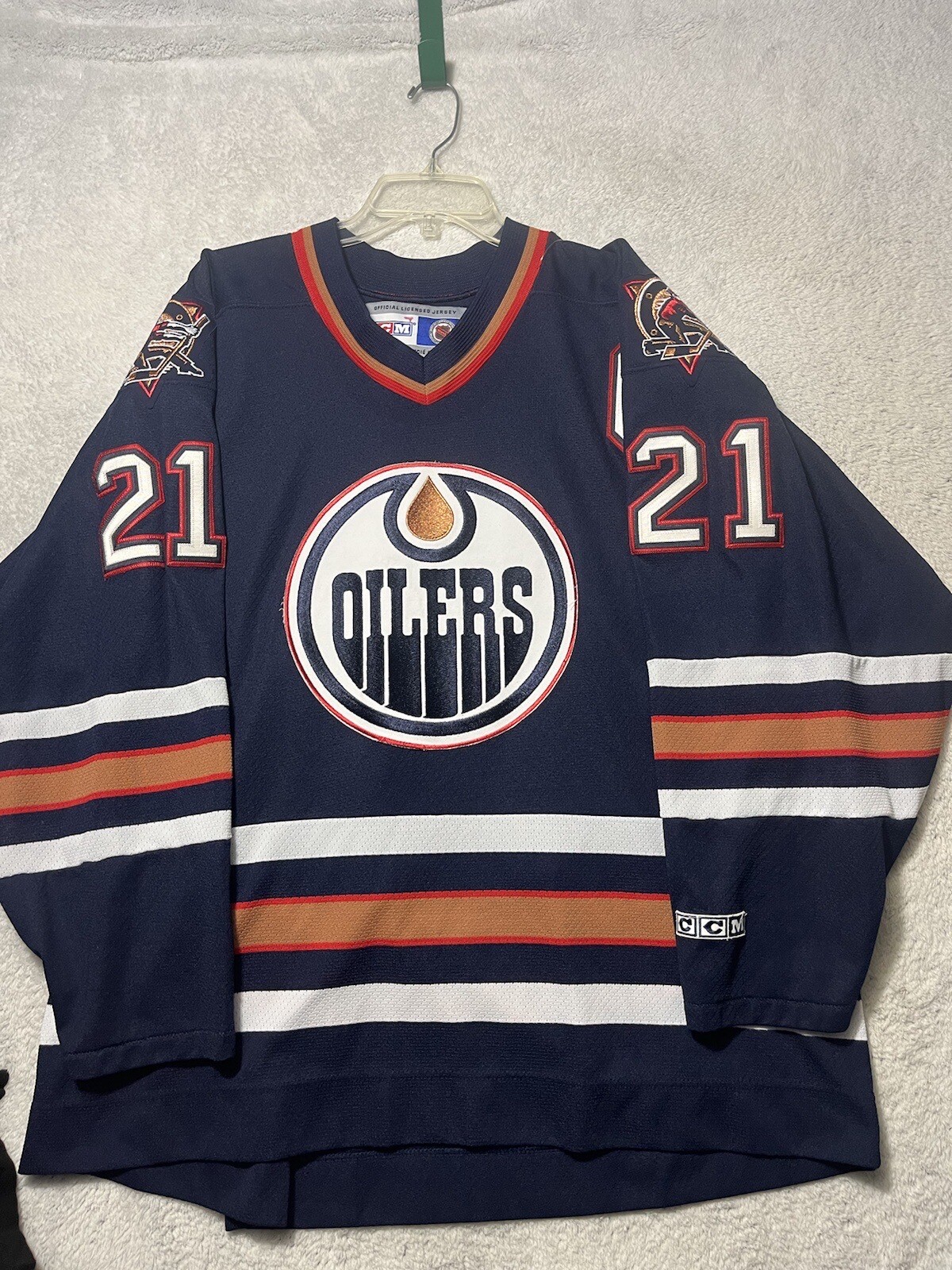 JASON SMITH EDMONTON OILERS CCM STANLEY CUP REPLICA JERSEY XXL NEVER WORN..