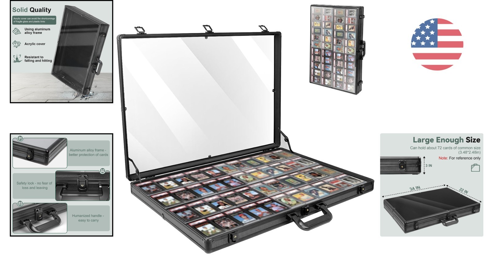 Acrylic-Covered 34 in x 22 in Aluminum Display Case for Sports & TCG Collection