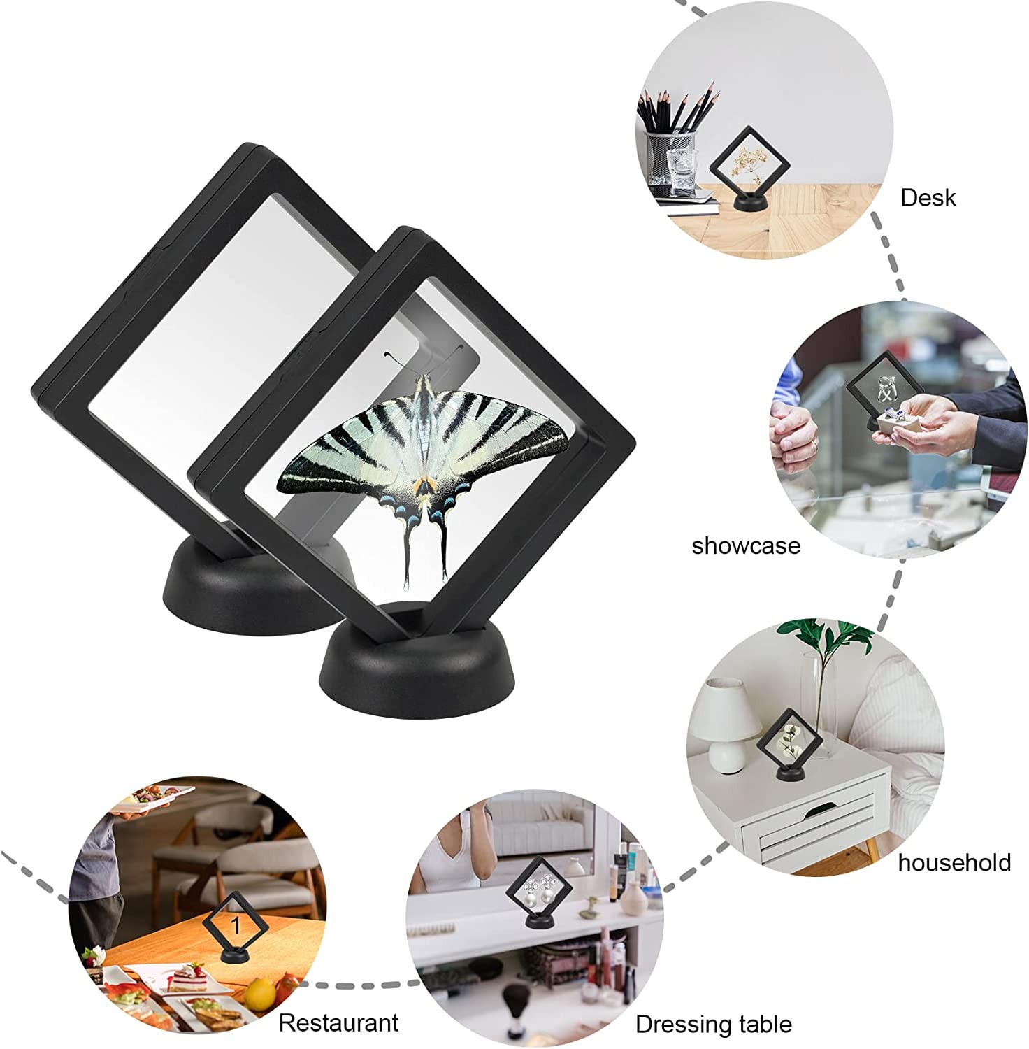 15pcs 3D Coin Floating Display Frame Stand Holder Jewelry Challenge Case Box USA