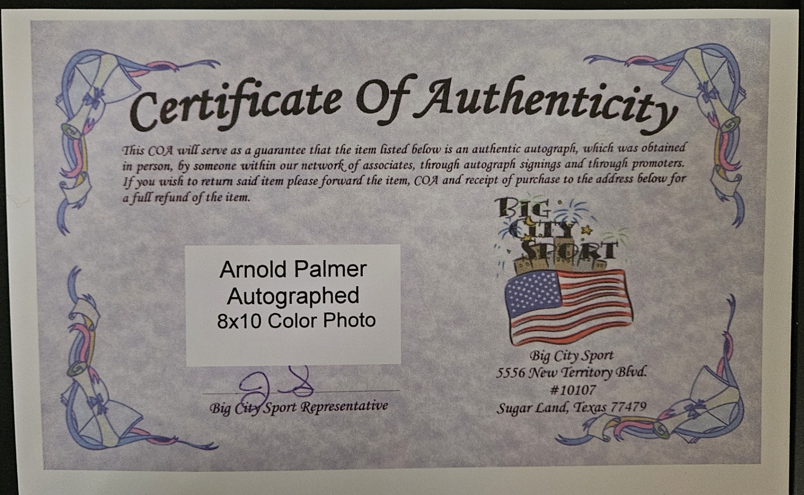 Arnold Palmer Signed and Framed 8×10 Photo with Authentication