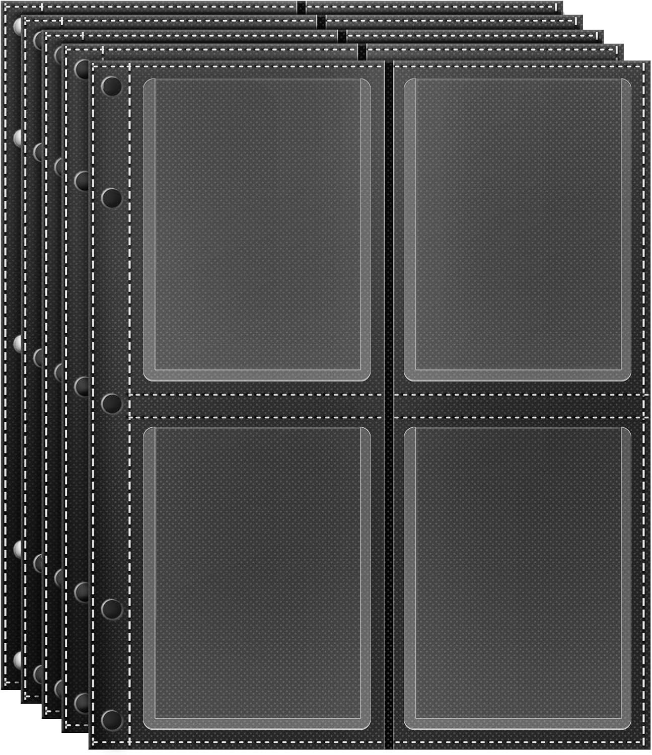 4 Pocket Top Loader Binder Pages 25 Pack Trading Card Storage Sleeves 3 Ring New
