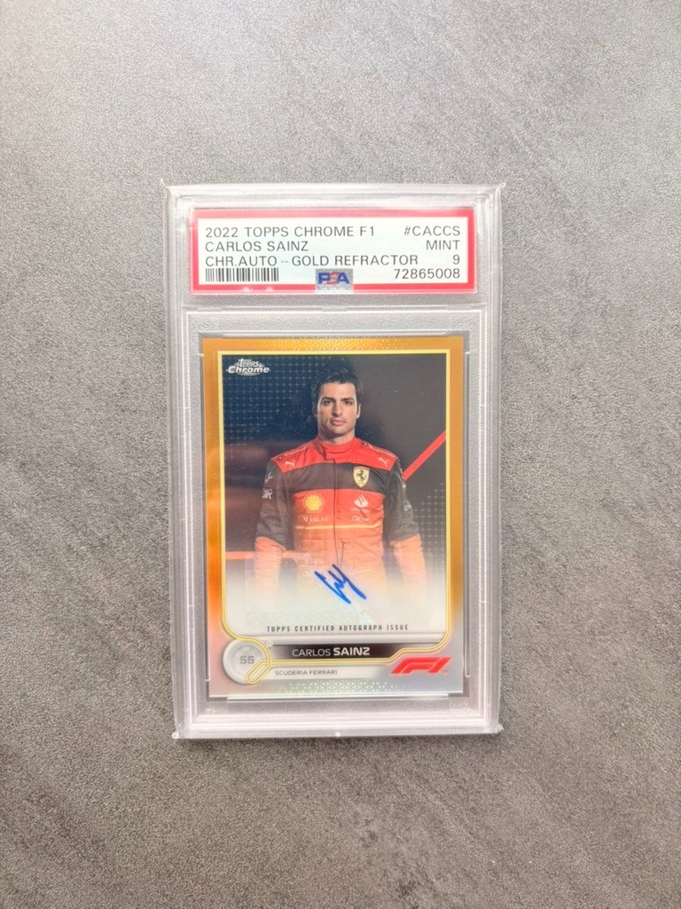 2022 Topps Chrome F1 Formula One Carlos Sainz Auto Autograph Gold /50 PSA 9