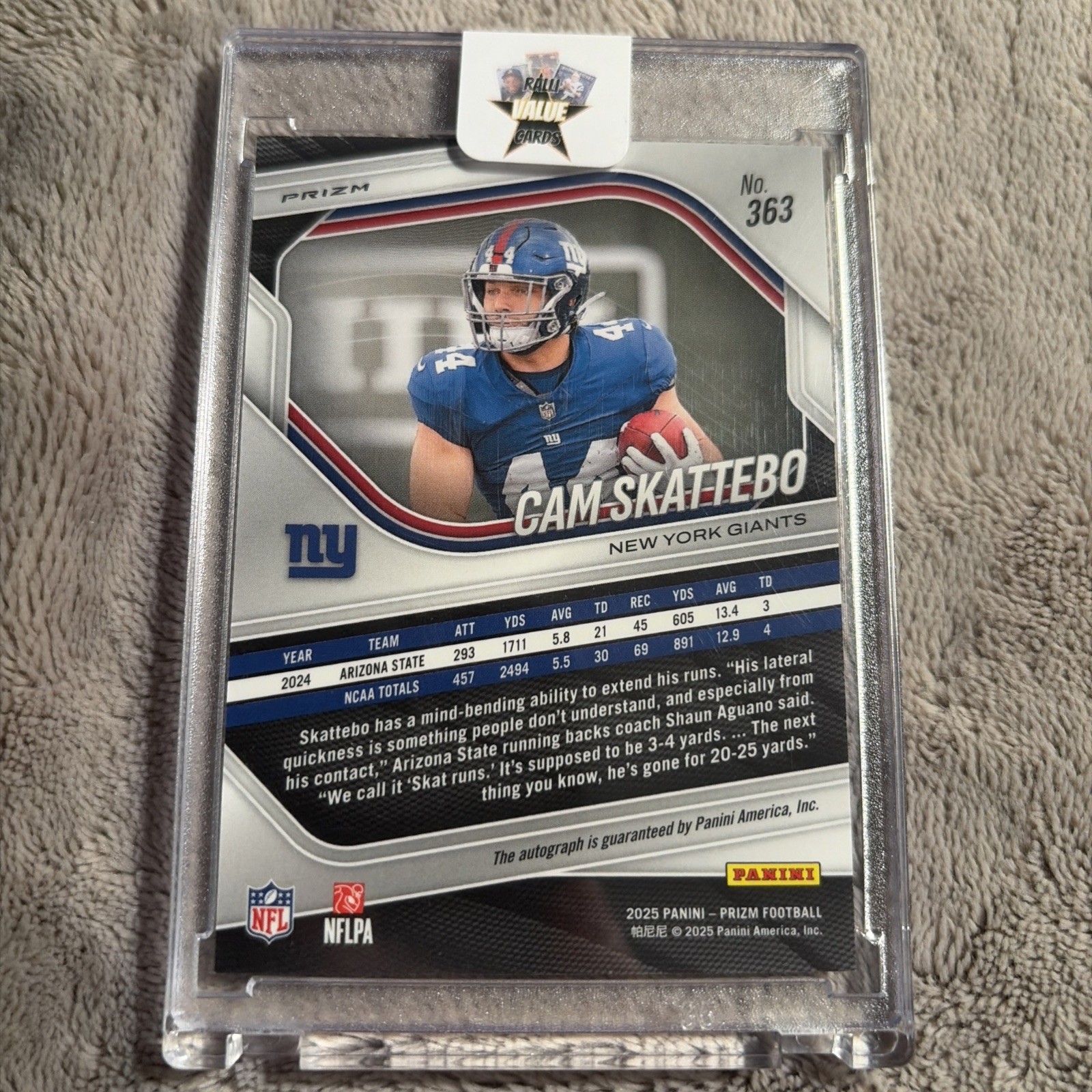 2025 Panini Prizm – Cam Skattebo Rookie Auto Pink Prizm – Giants #363