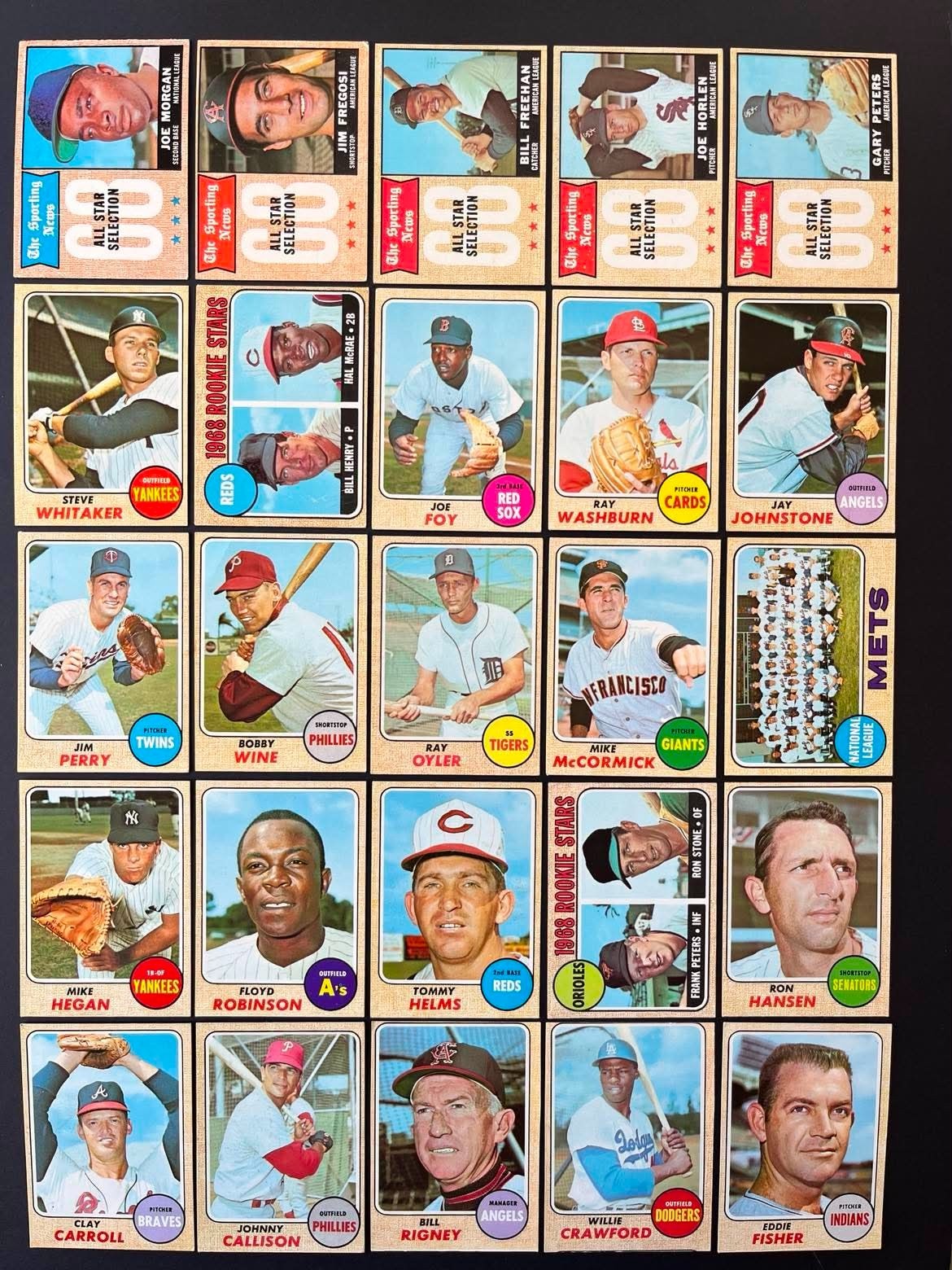 1968 Topps Baseball Card Set -247 DIFFERENT CARDS – Condition Varies – Vintage
