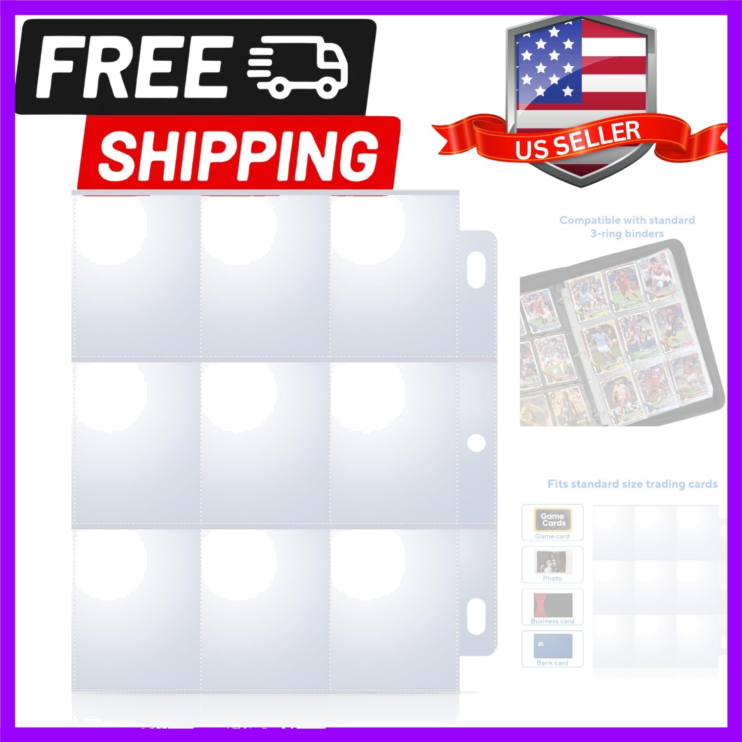 40 Pack 9 Pocket Trading Card Sleeves, Double-Sided Baseball Card Sleeves, Sh…