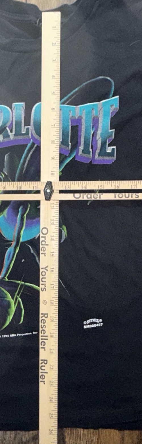 Vintage Nutmeg 1994 Charlotte Hornets Double sided T Shirt AOP Mascot Breakthru