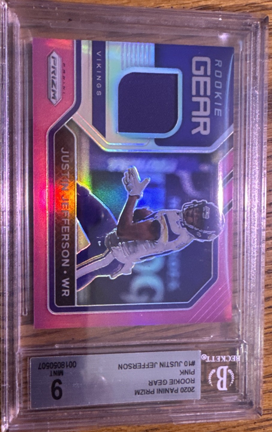 Justin Jefferson 2020 Panini Prizm, Rookie Gear #10 Pink