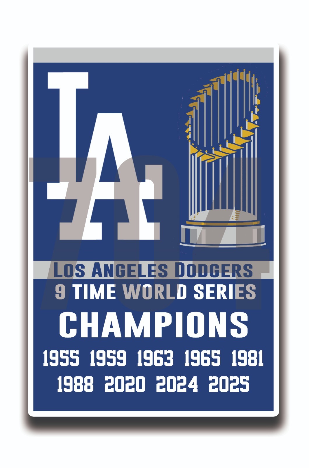 Los Angeles Dodgers 2025 World Series Champions 9 time Decal Sticker