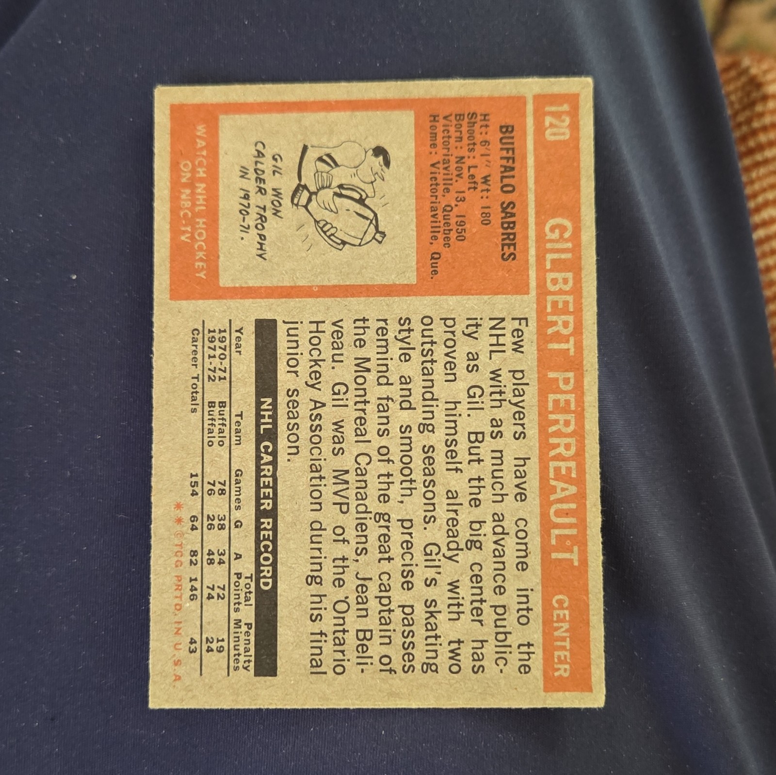 Topps 1972-73 Gilbert Perreault Base Set #120 Buffalo Sabres NHL