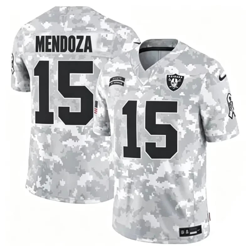 Mendoza #15 Fernando Raiders Black/Gray/Arctic Camo MEN Jersey NWT All Size